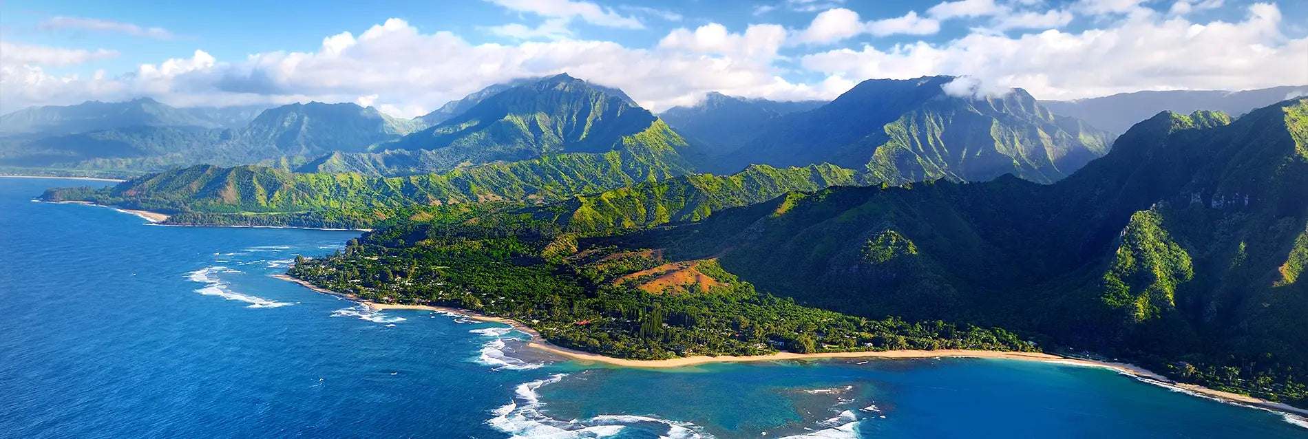 Beautiful aerial view of spectacular Na Pali coast, Kauai