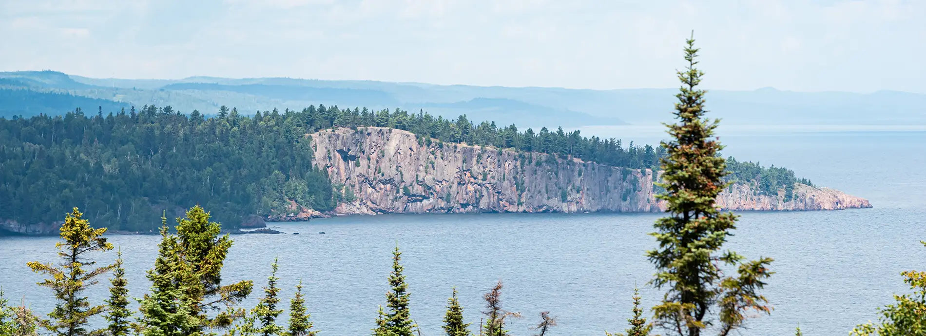 Lake Superior shore at Grand Marais Minnesota. Landscape of one of the Great Lakes.