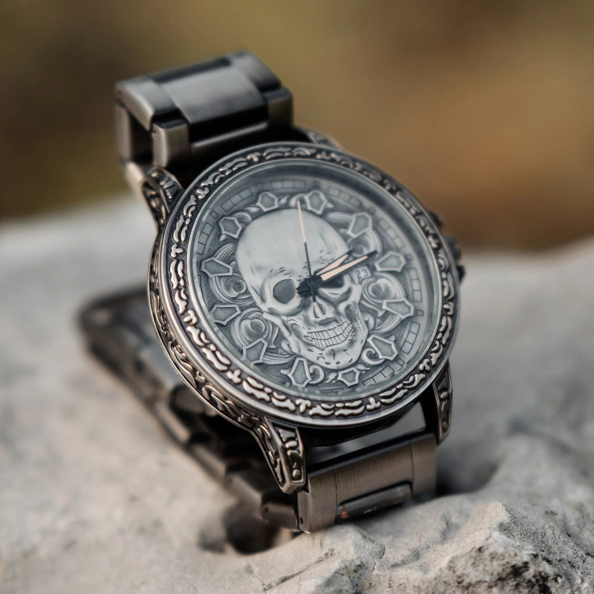3D Carved Skull Men's Watch