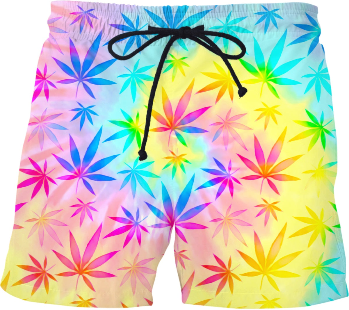 Rainbow Weed Tie-Dye Swim Shorts
