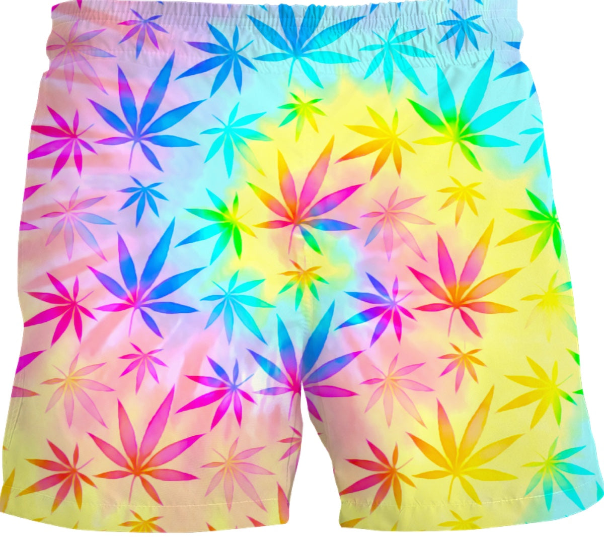 Rainbow Weed Tie-Dye Swim Shorts