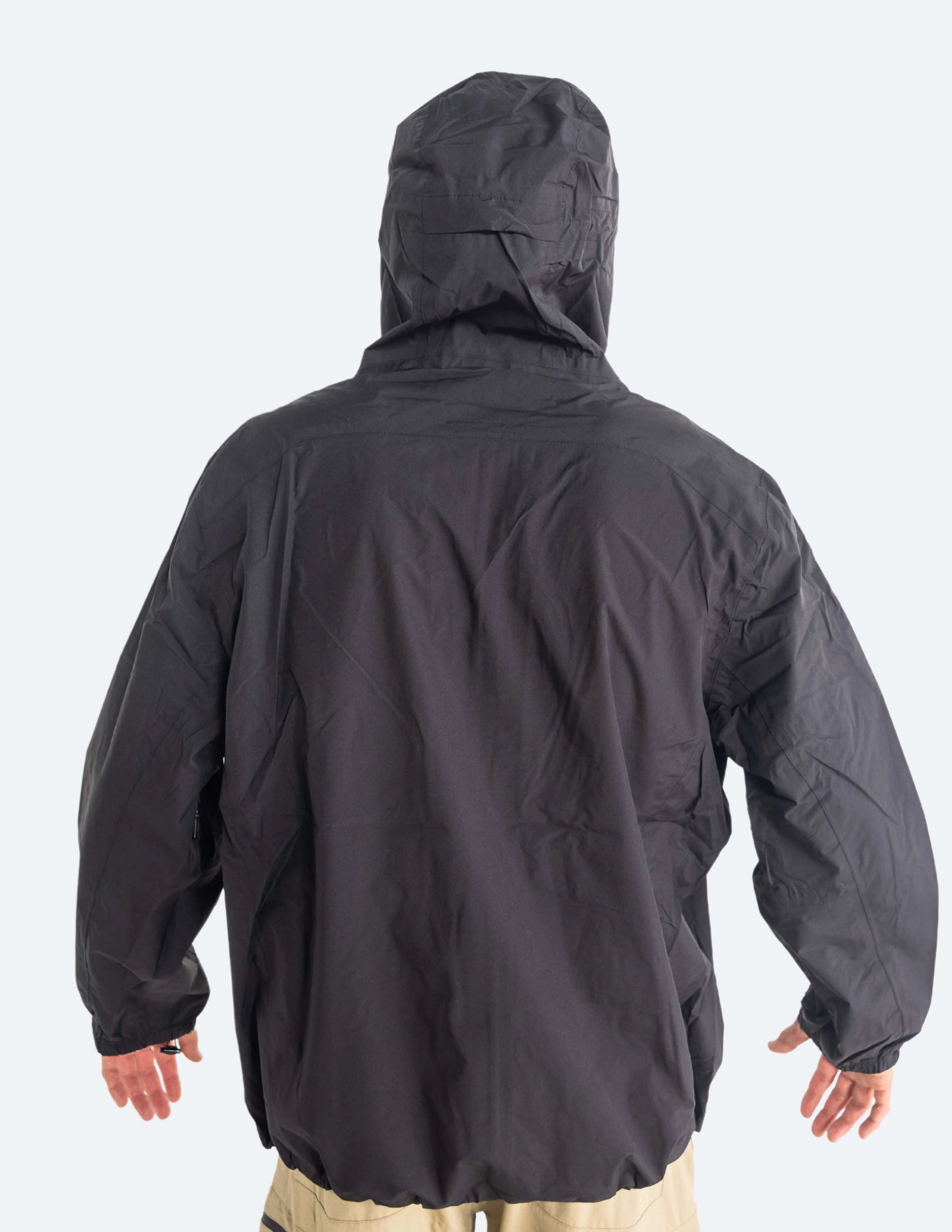 Black Fin Waterproof Pocket Rain Jacket