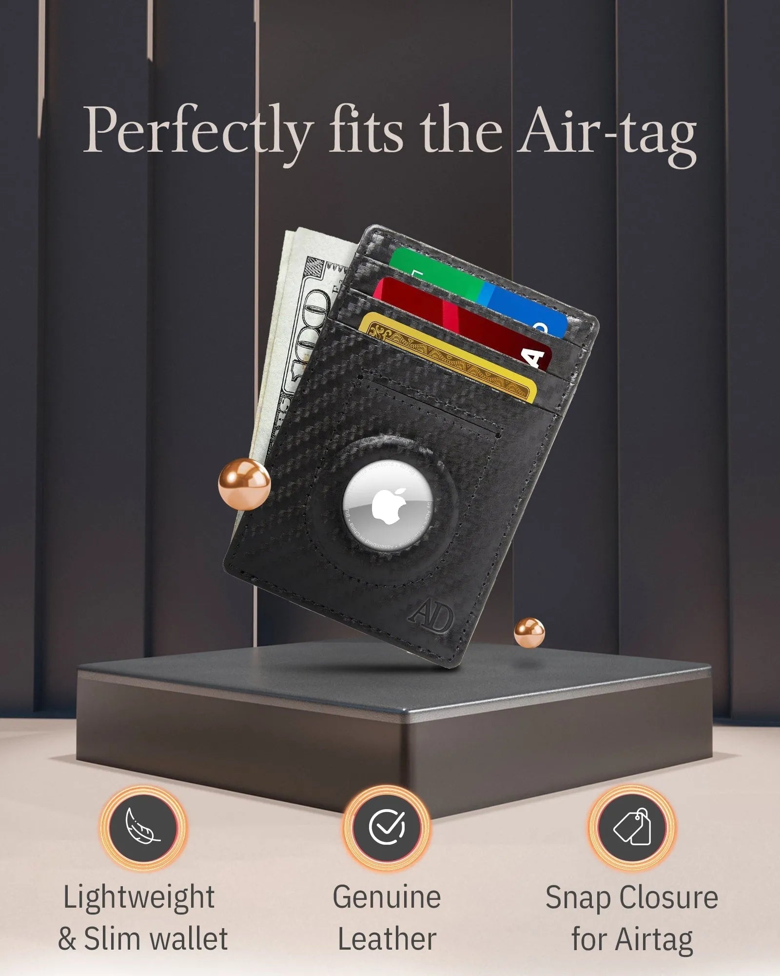Leather Card Holder with Air Tag Holder