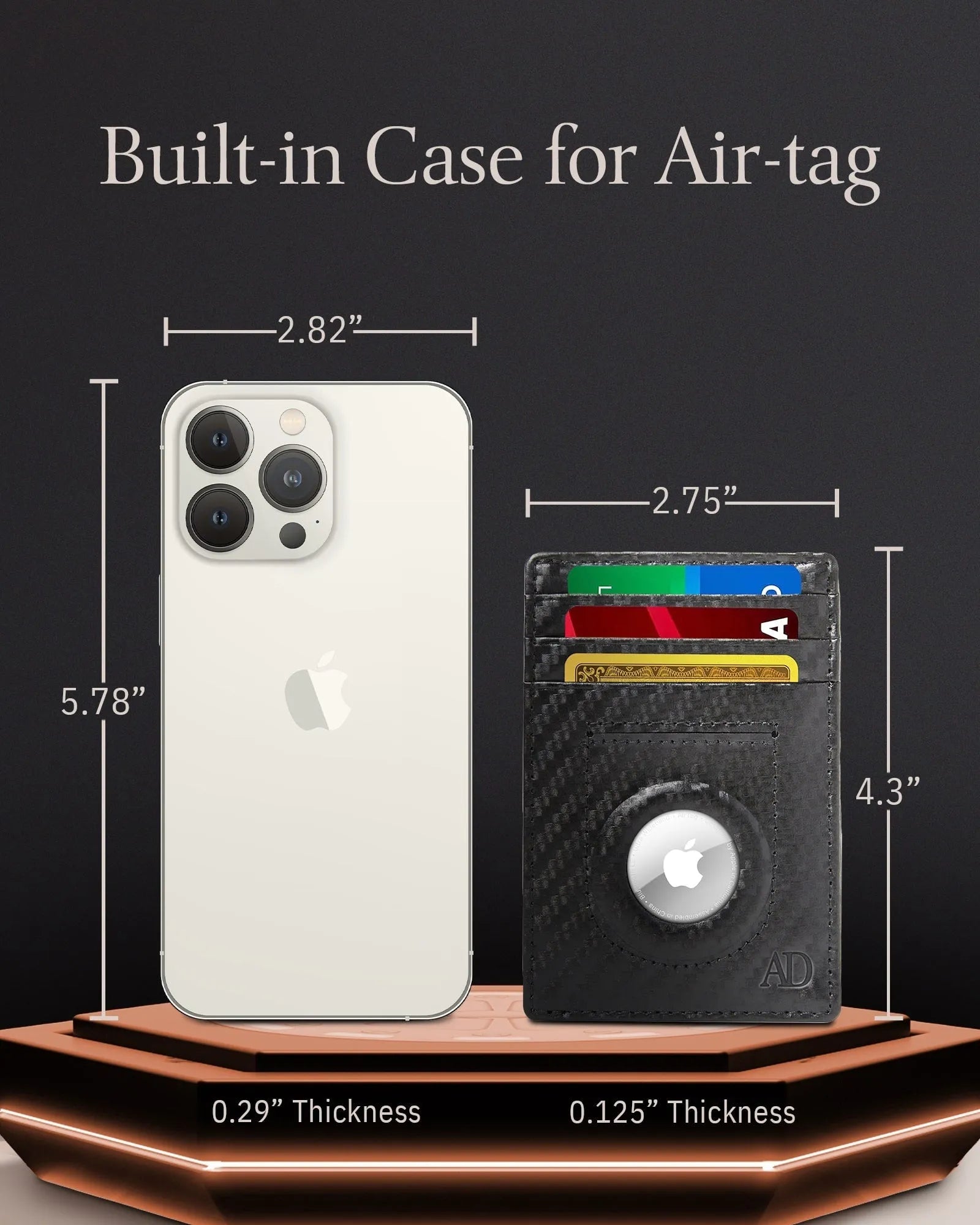 Leather Card Holder with Air Tag Holder