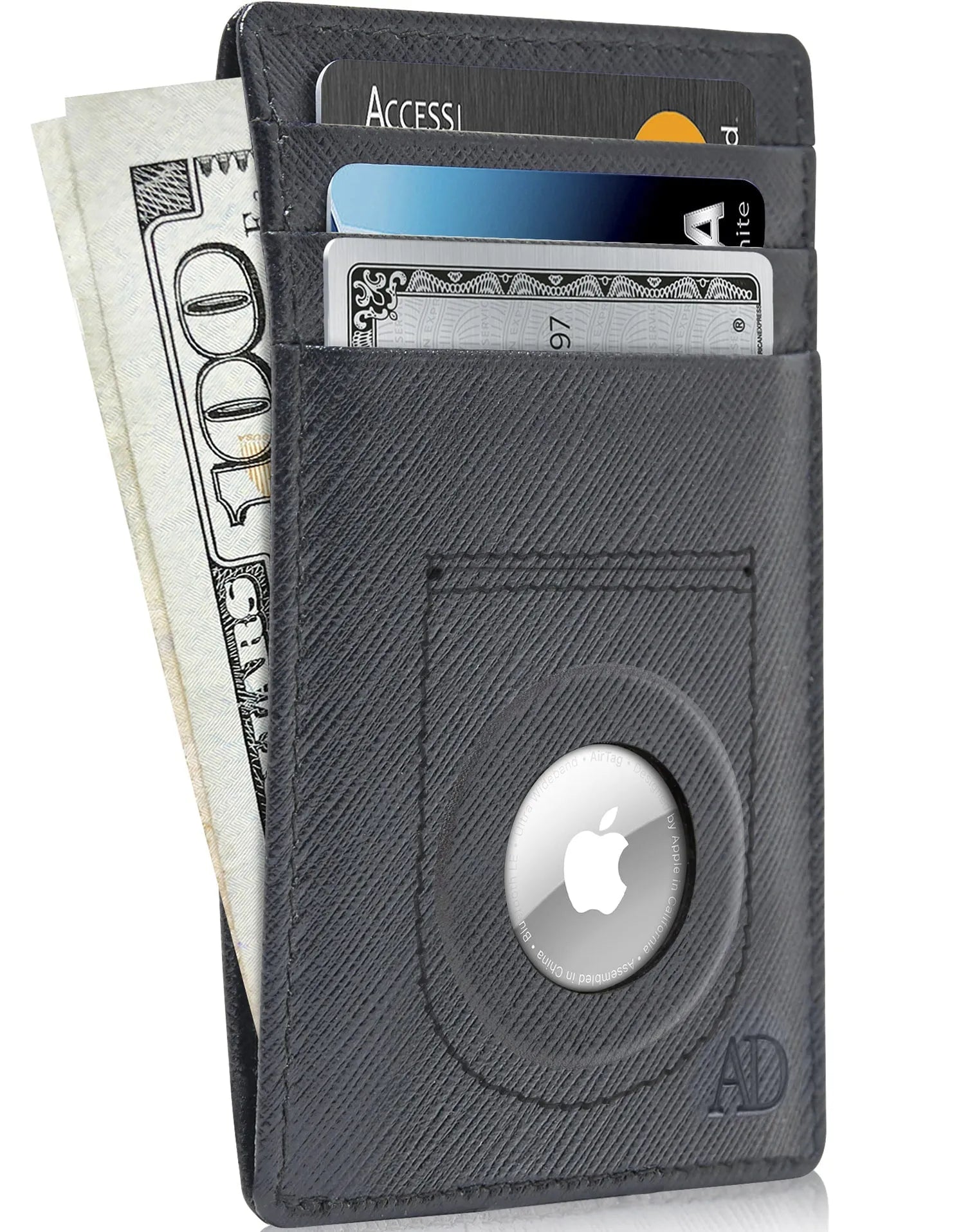 Leather Card Holder with Air Tag Holder