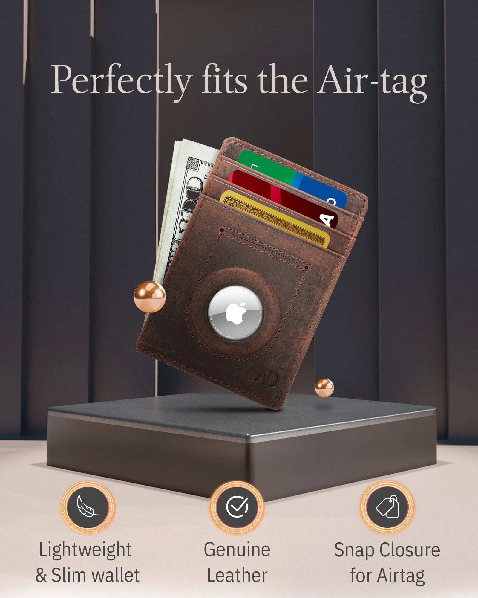 Leather Card Holder with Air Tag Holder