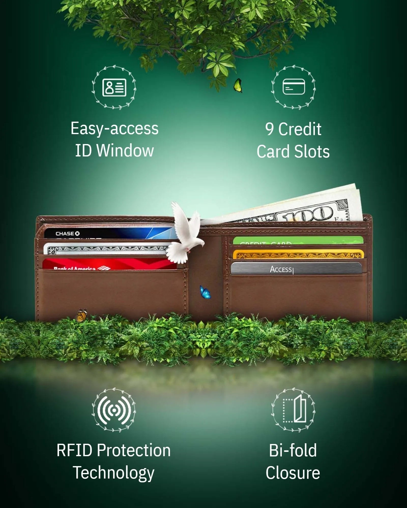 Vegan Leather Bifold Wallet