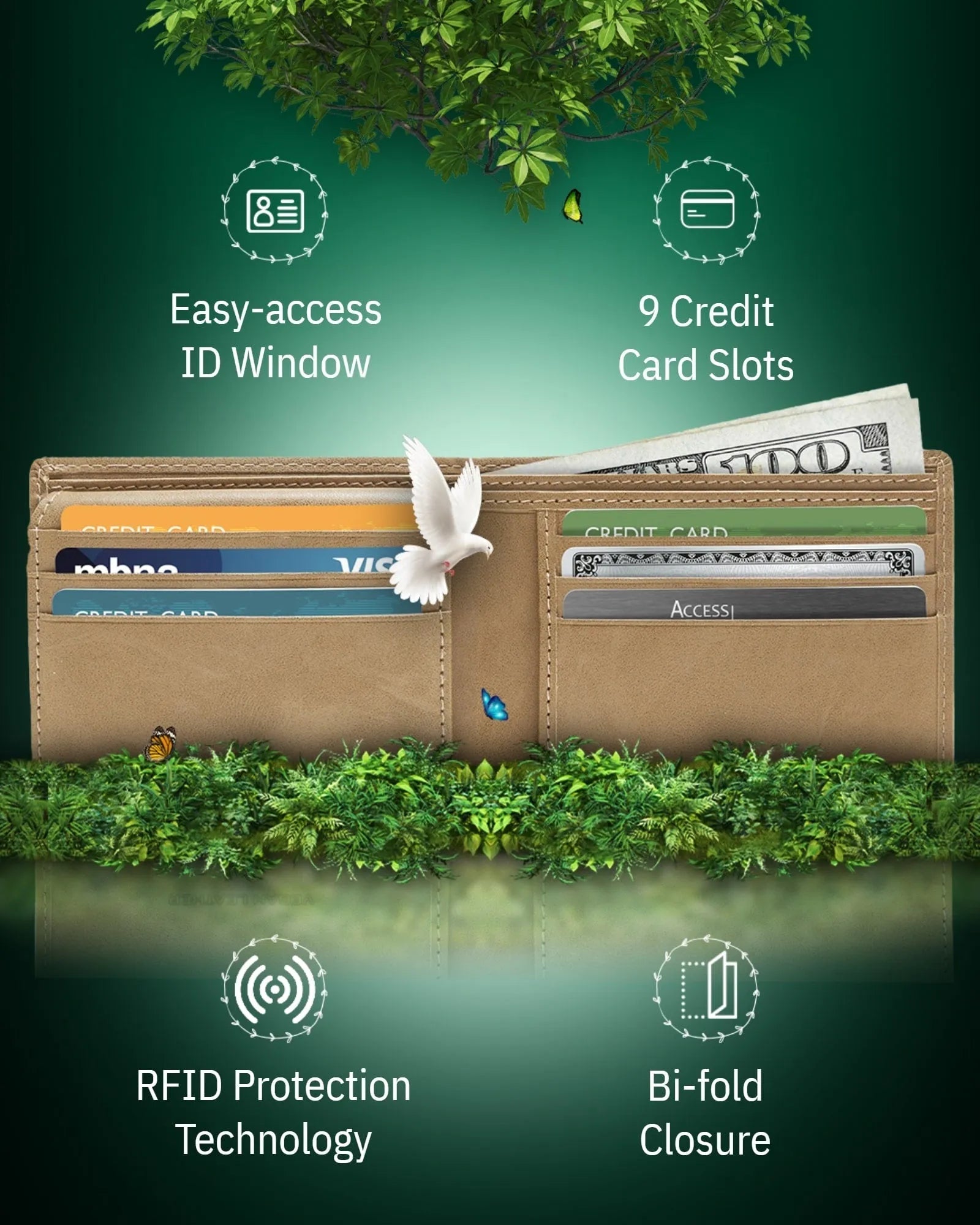 Vegan Leather Bifold Wallet