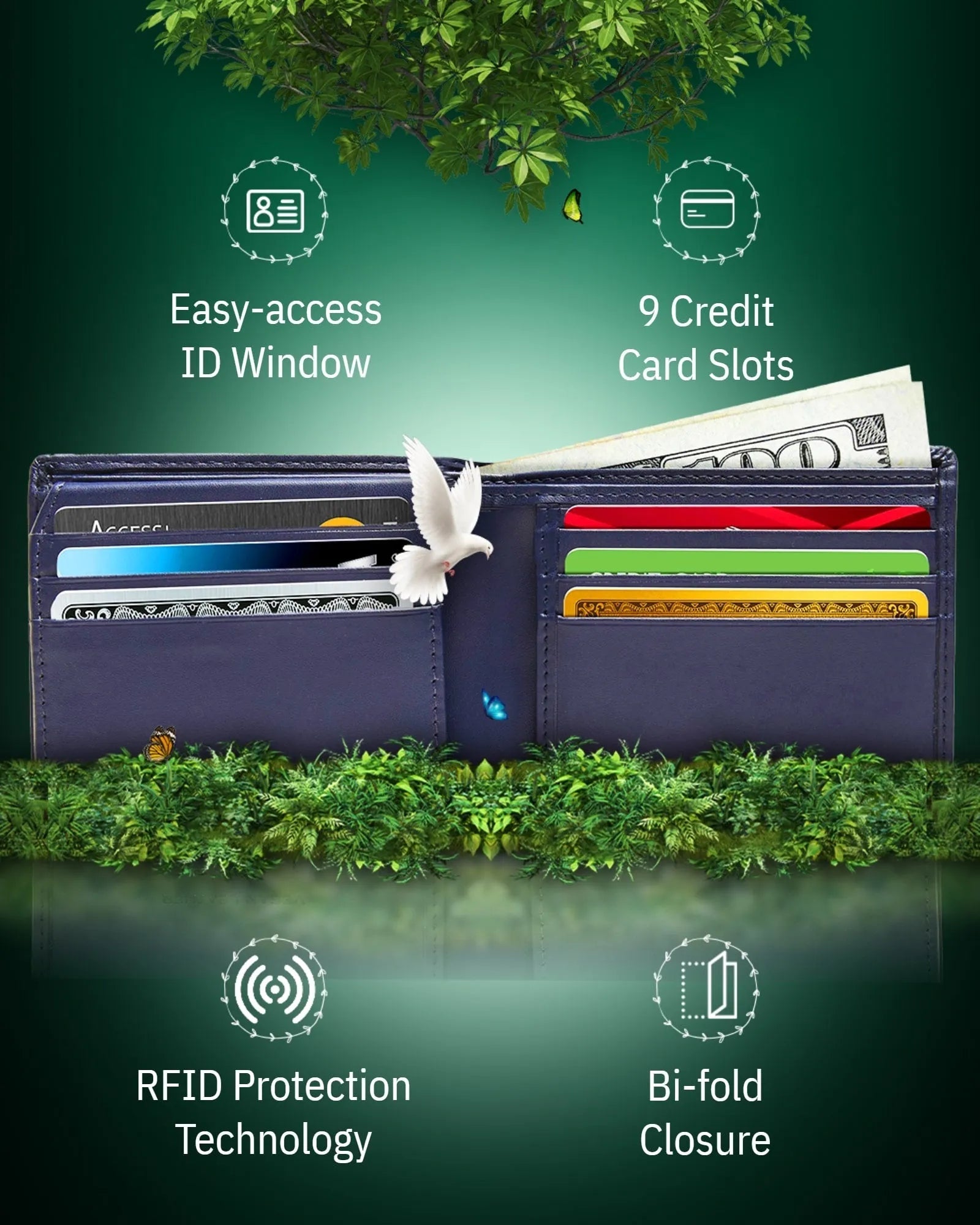 Vegan Leather Bifold Wallet