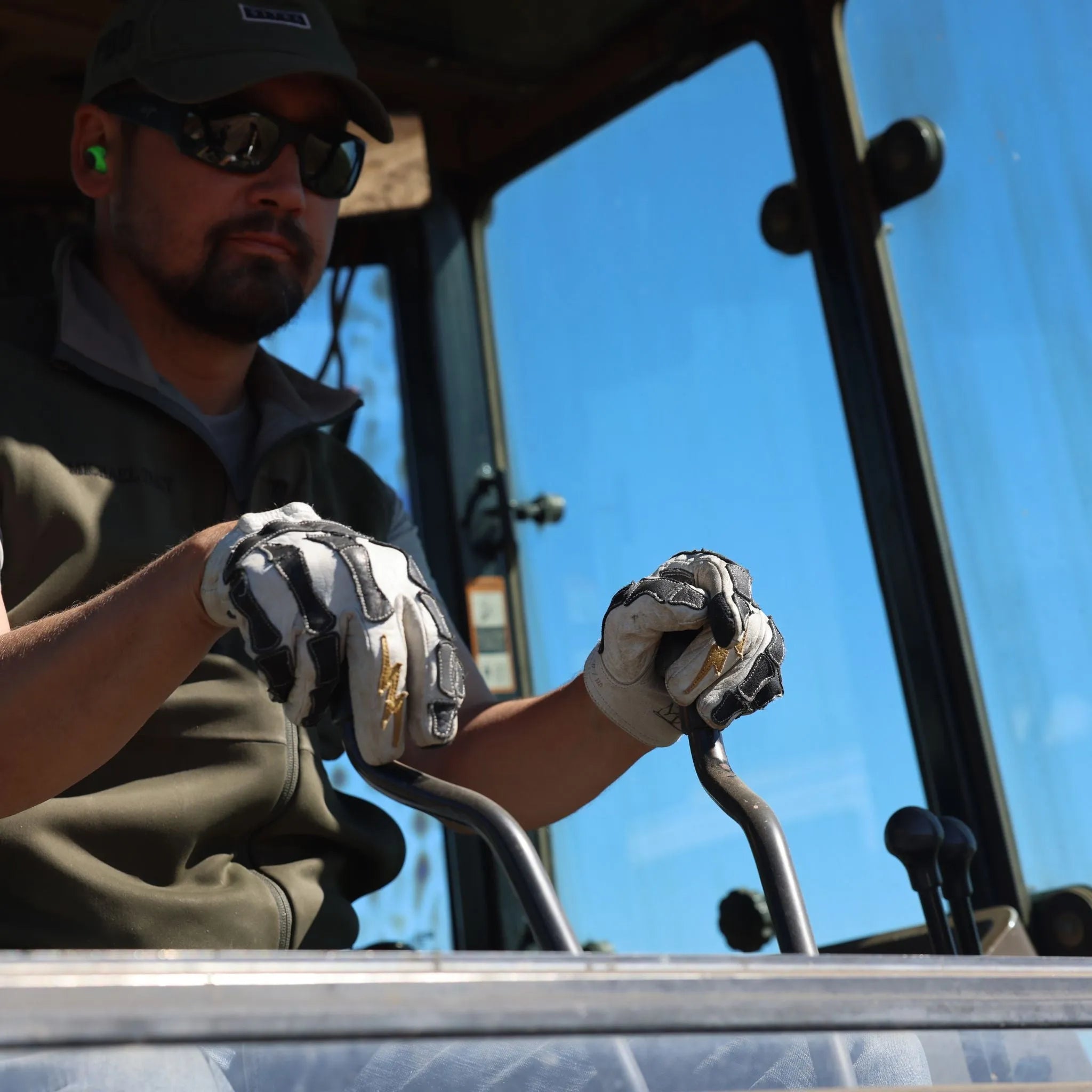 AstrapĂ (Lightning) Skeleton Leather Motorcycle Glove - White-Black