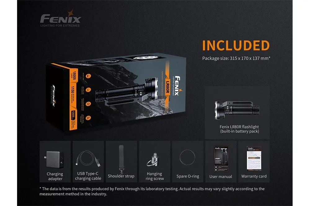 Fenix LR80R Rechargeable LED Searchlight - 18000 Lumens