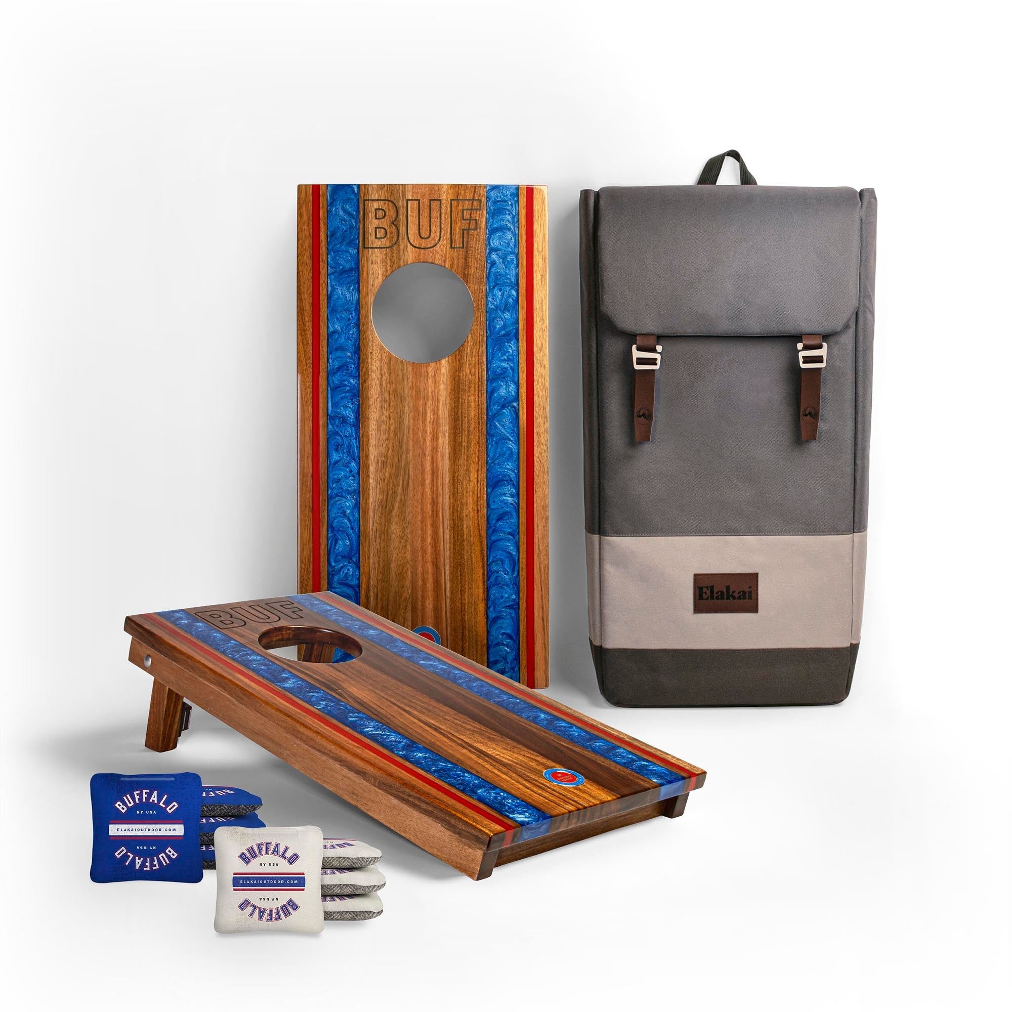 1ft x 2ft Gameday Teams Epoxy Resin Wood Compact Travel Cornhole Board Set