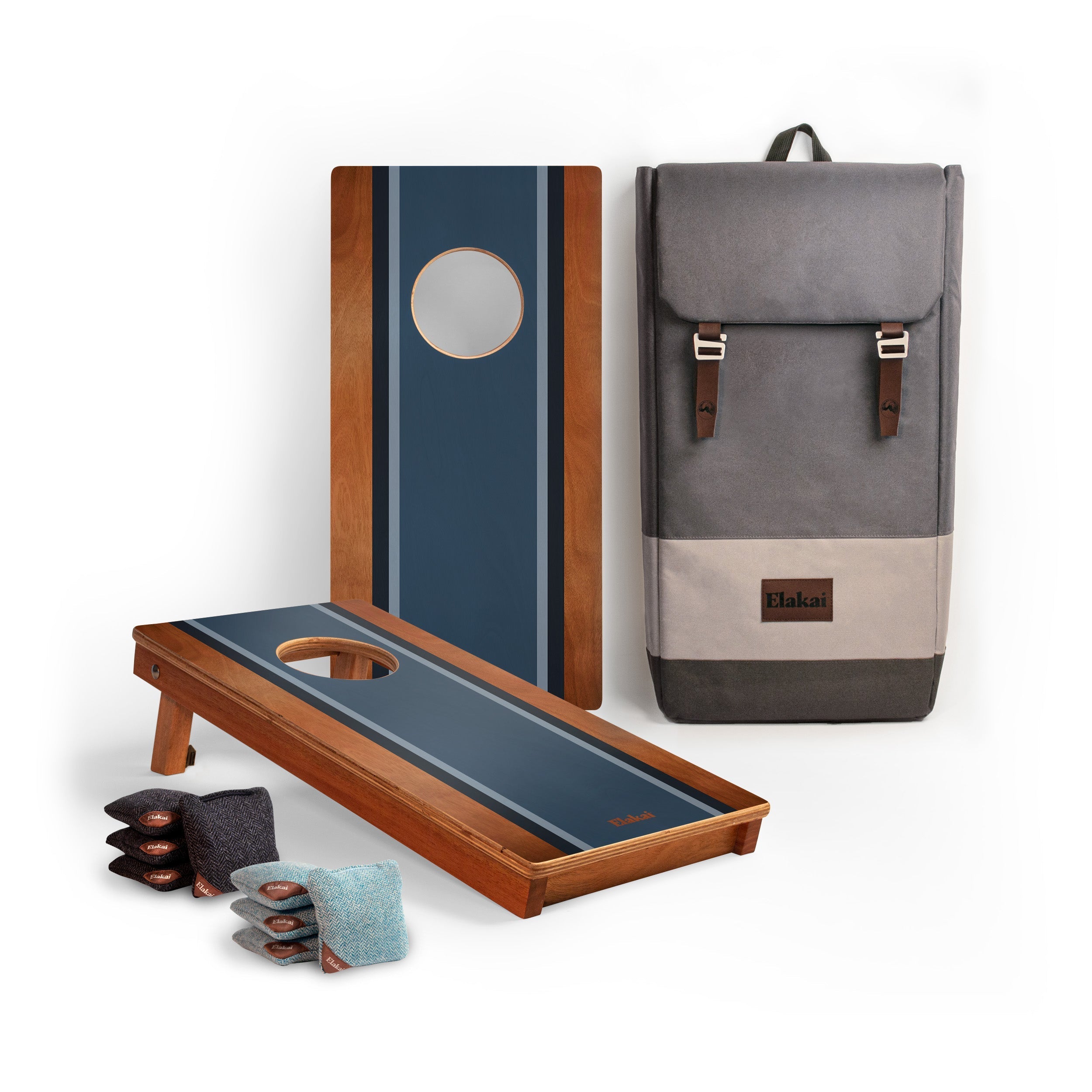 1ft x 2ft Graphic Wood Travel Cornhole Set | Classic Beach Stripes Collection