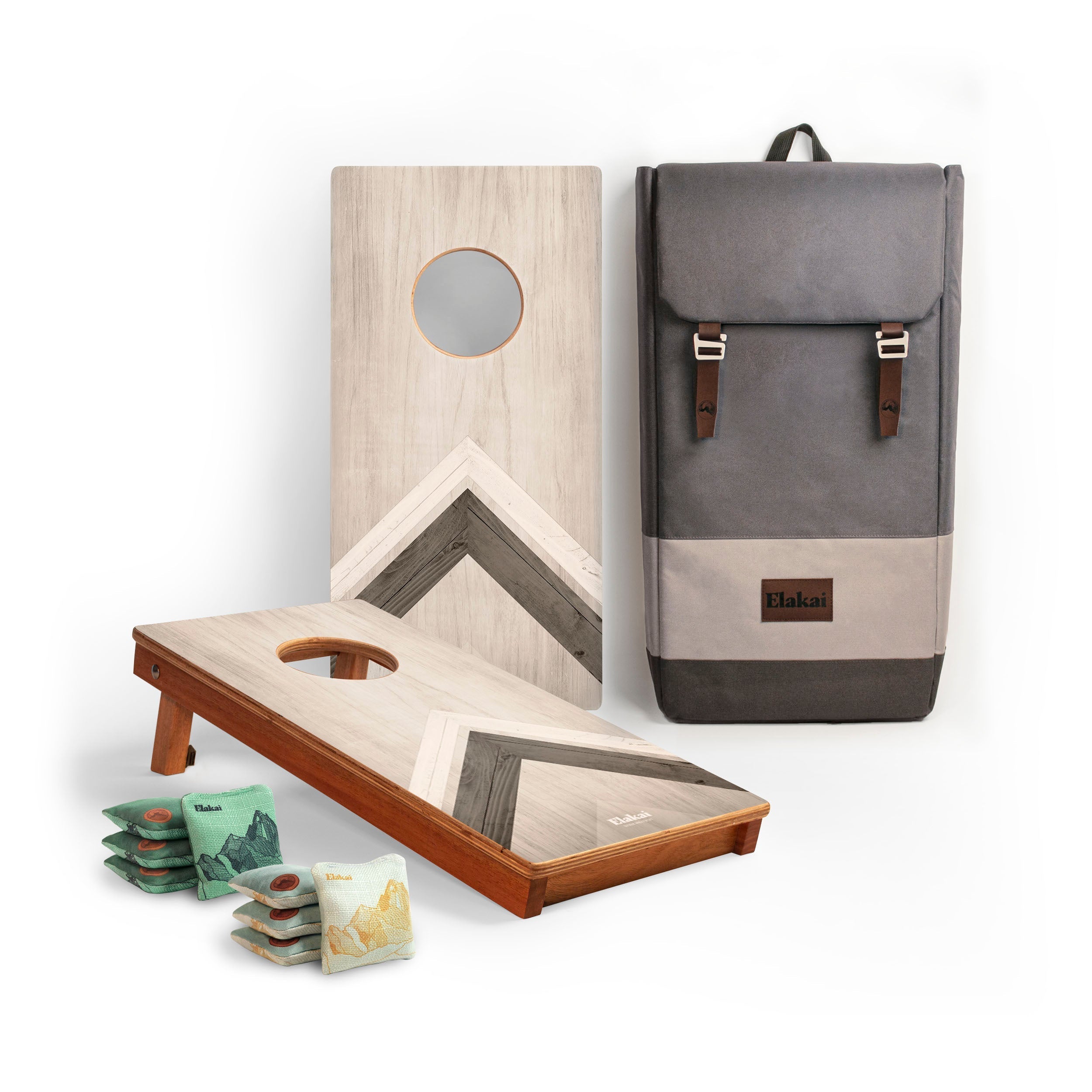 1ft x 2ft Graphic Wood Travel Cornhole Set | Modern Angle Collection