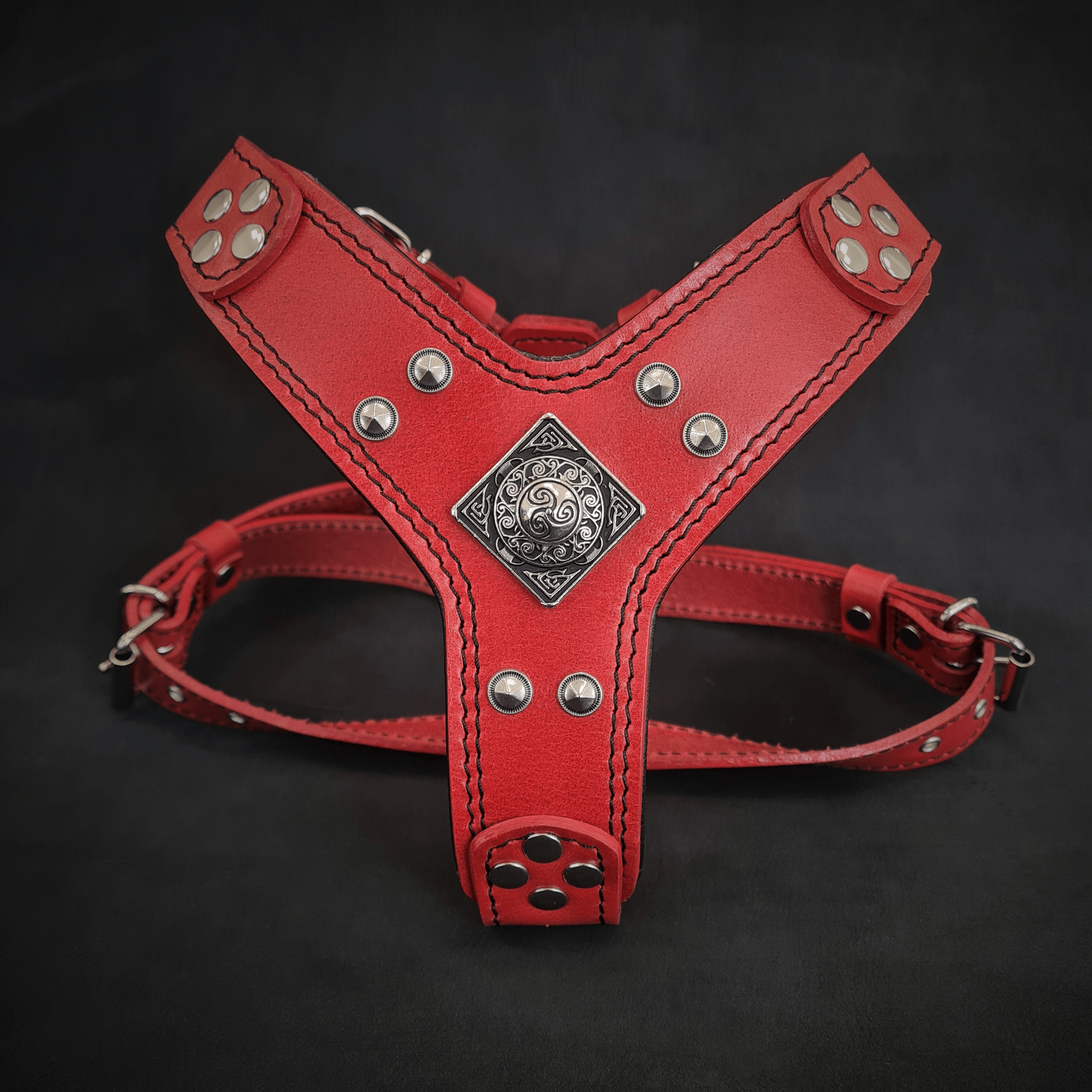 The "Eros" Dog Harness for Small to Medium Breeds. Red
