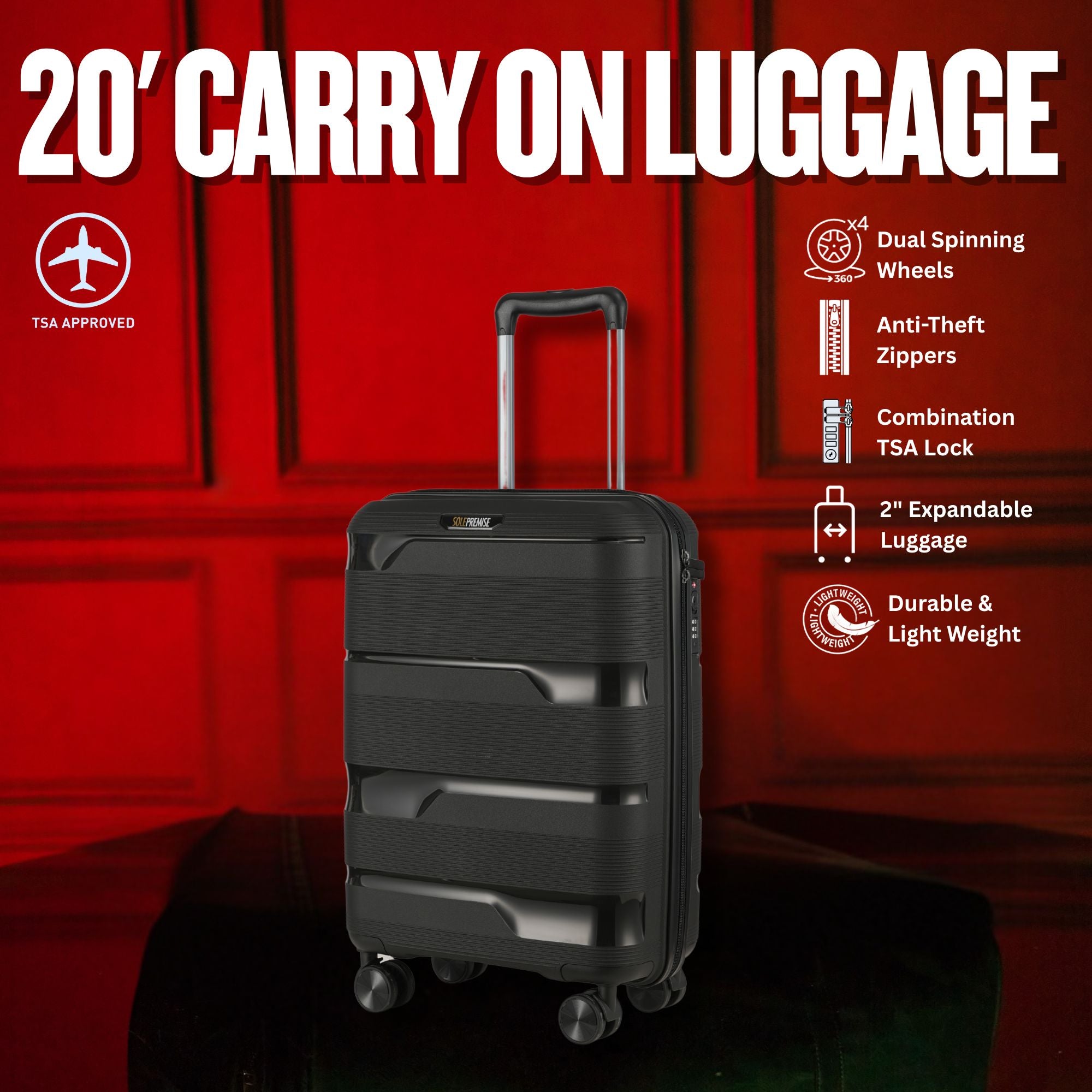 Black Hardcase Roller 3 Piece Luggage Set