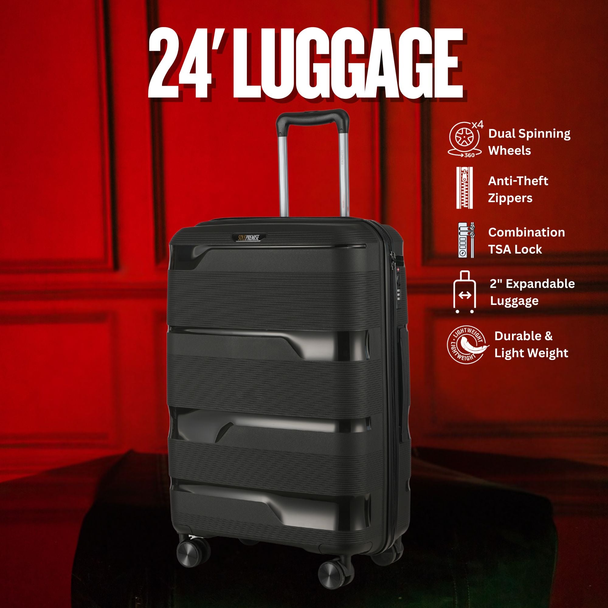 Black Hardcase Roller 3 Piece Luggage Set