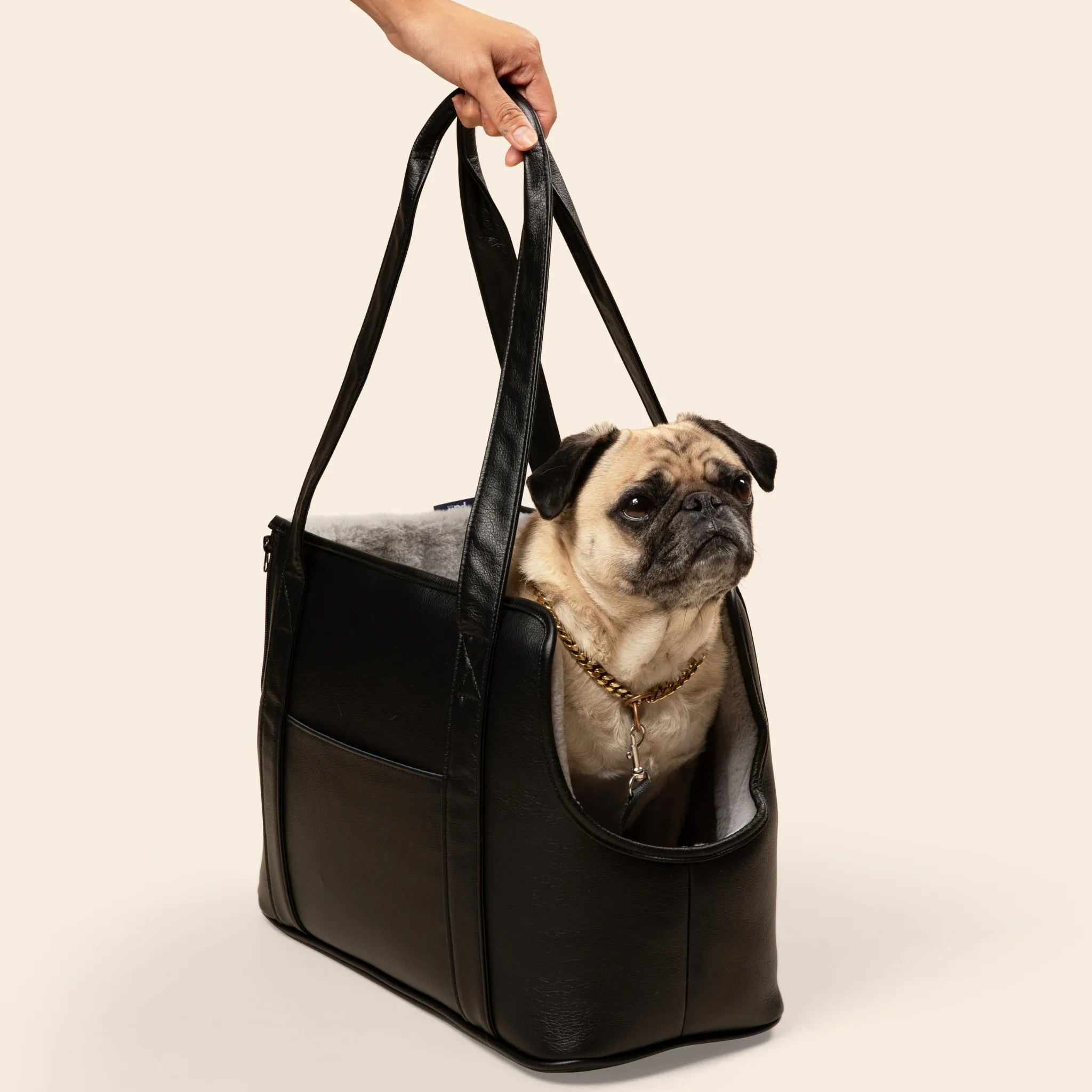 PupTote™ 3-in-1 Faux Leather Dog Carrier Bag - Black