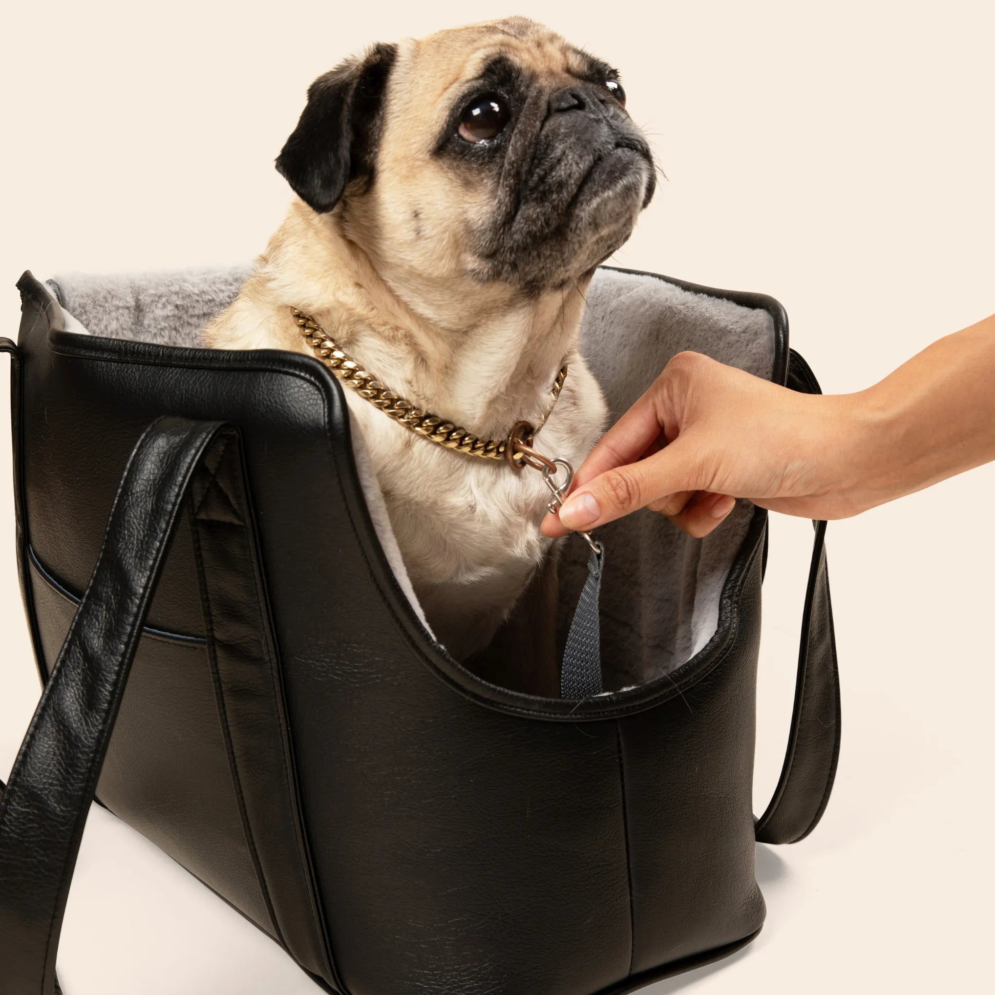 PupTote™ 3-in-1 Faux Leather Dog Carrier Bag - Black