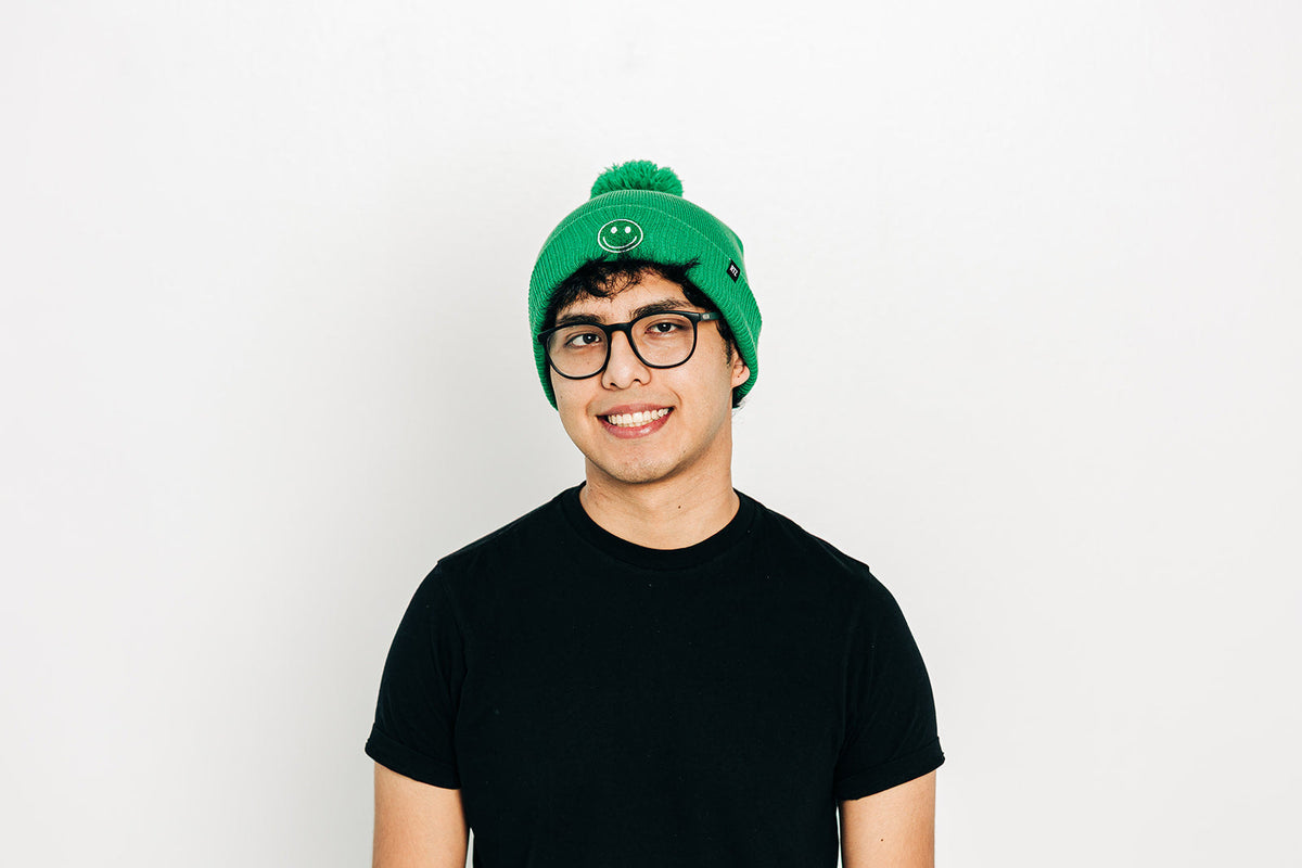 Smiley Pom Pom Hat