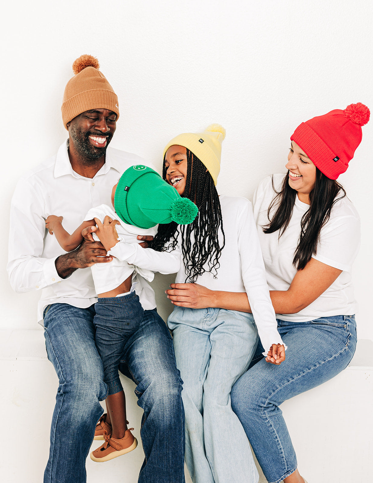 Smiley Pom Pom Beanie Hat