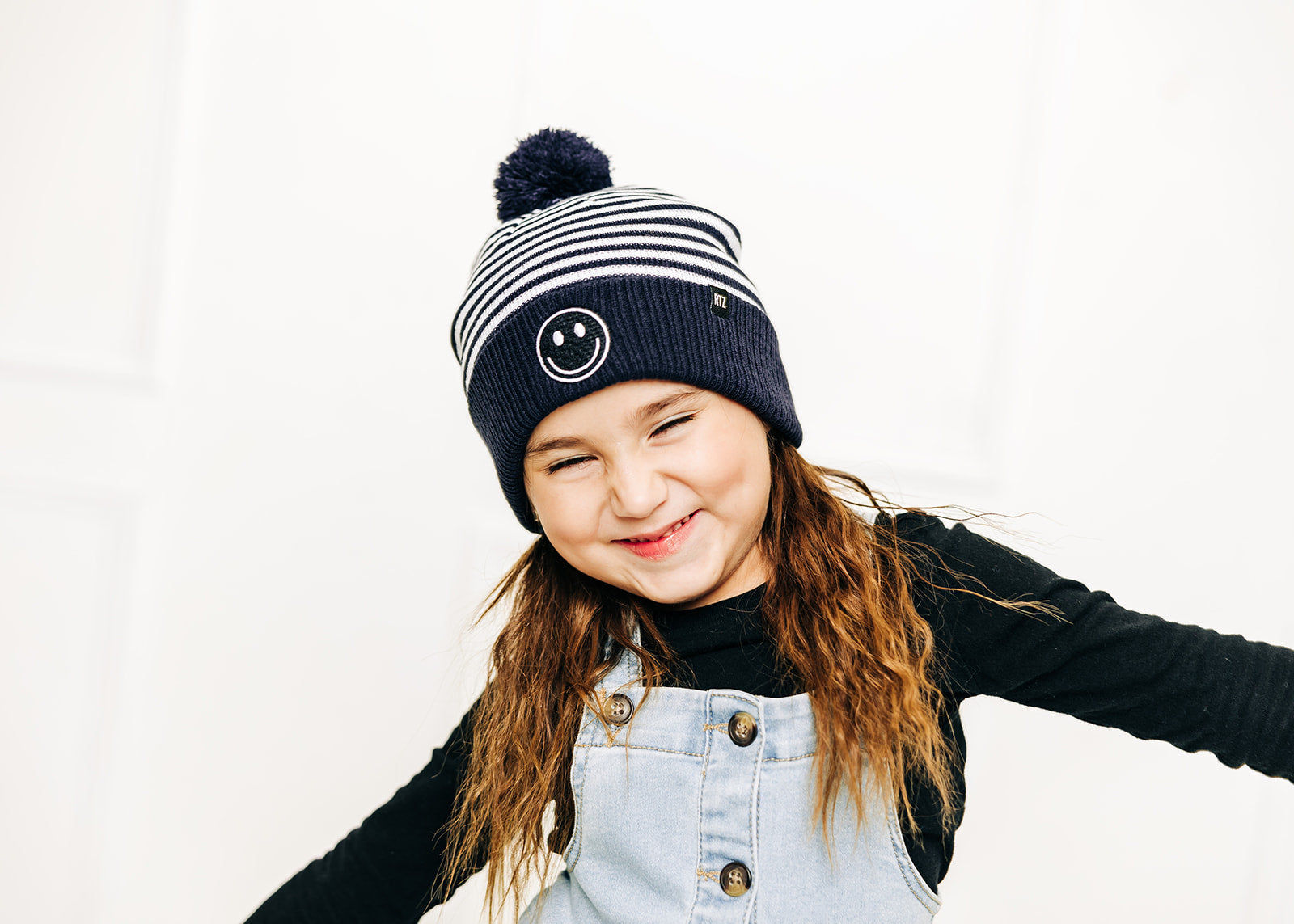Smiley Pom Pom Beanie Hat