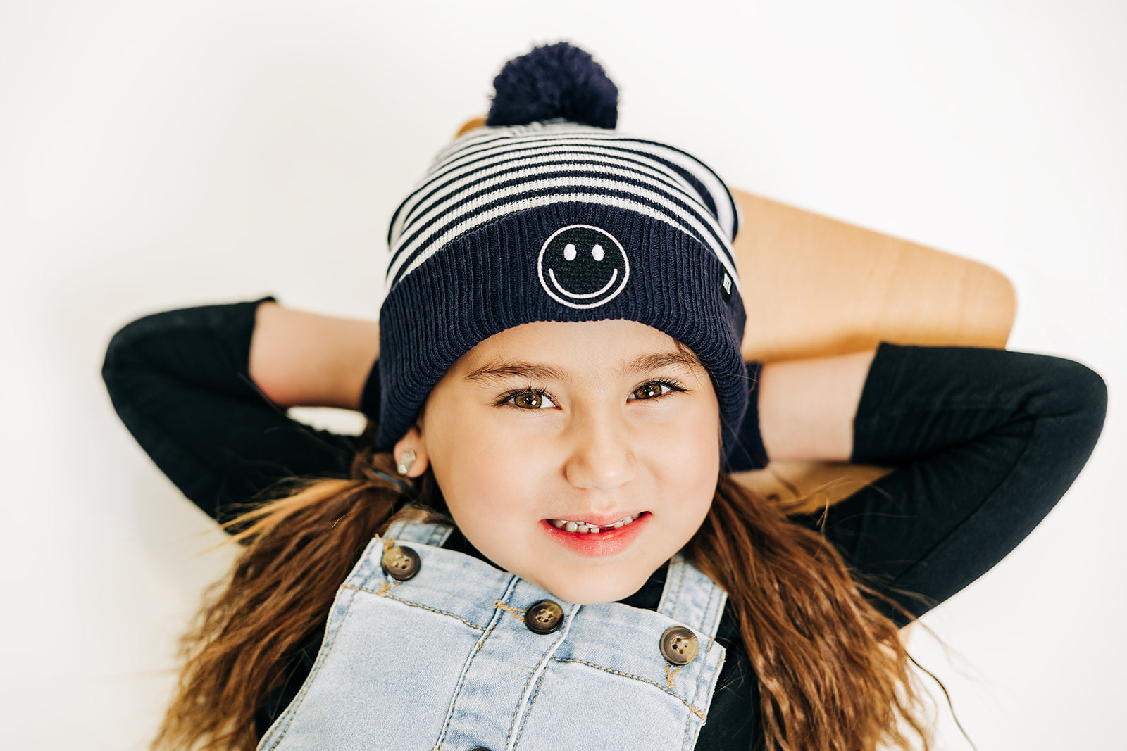 Smiley Pom Pom Beanie Hat