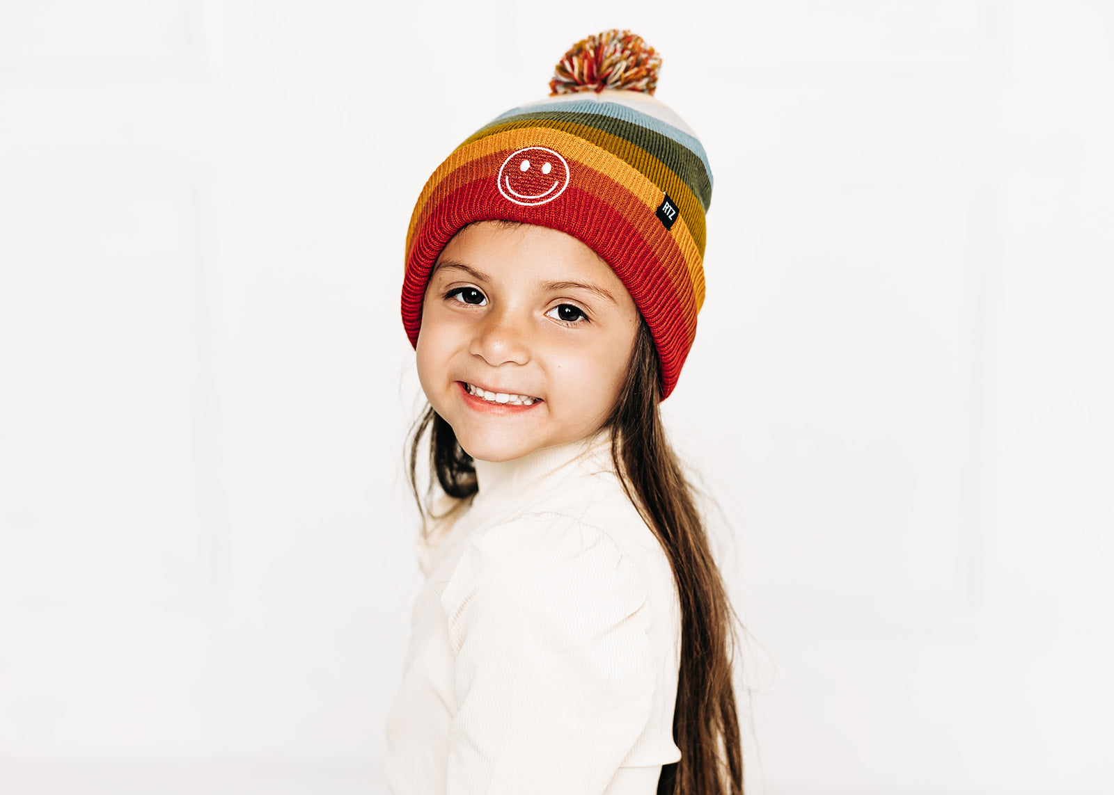 Smiley Pom Pom Beanie Hat