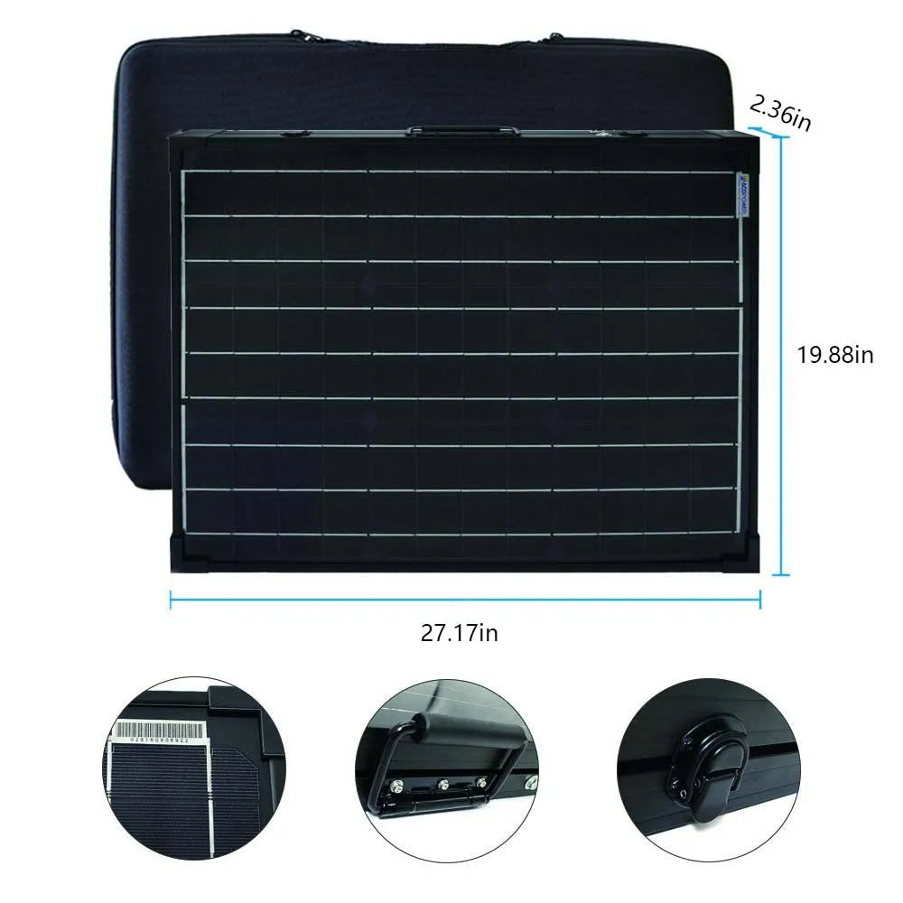 ACOPower 100w 12v Portable Solar Panel kit, Foldable Mono Suitcase, ProteusX Waterproof 20A Charge Controller