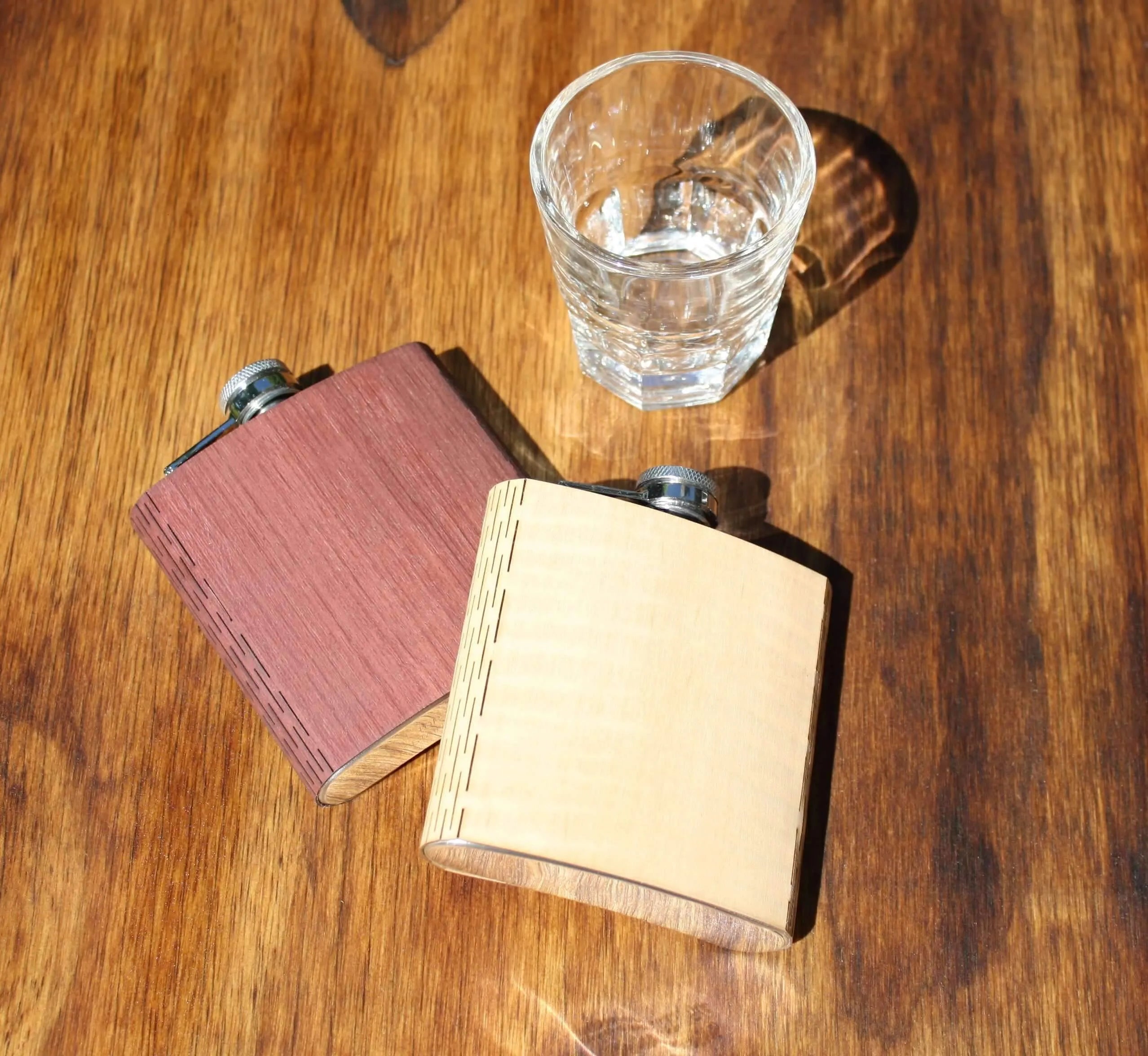 High Quality 6 oz. Wooden Hip Flask - Hand Crafted from Local Wood