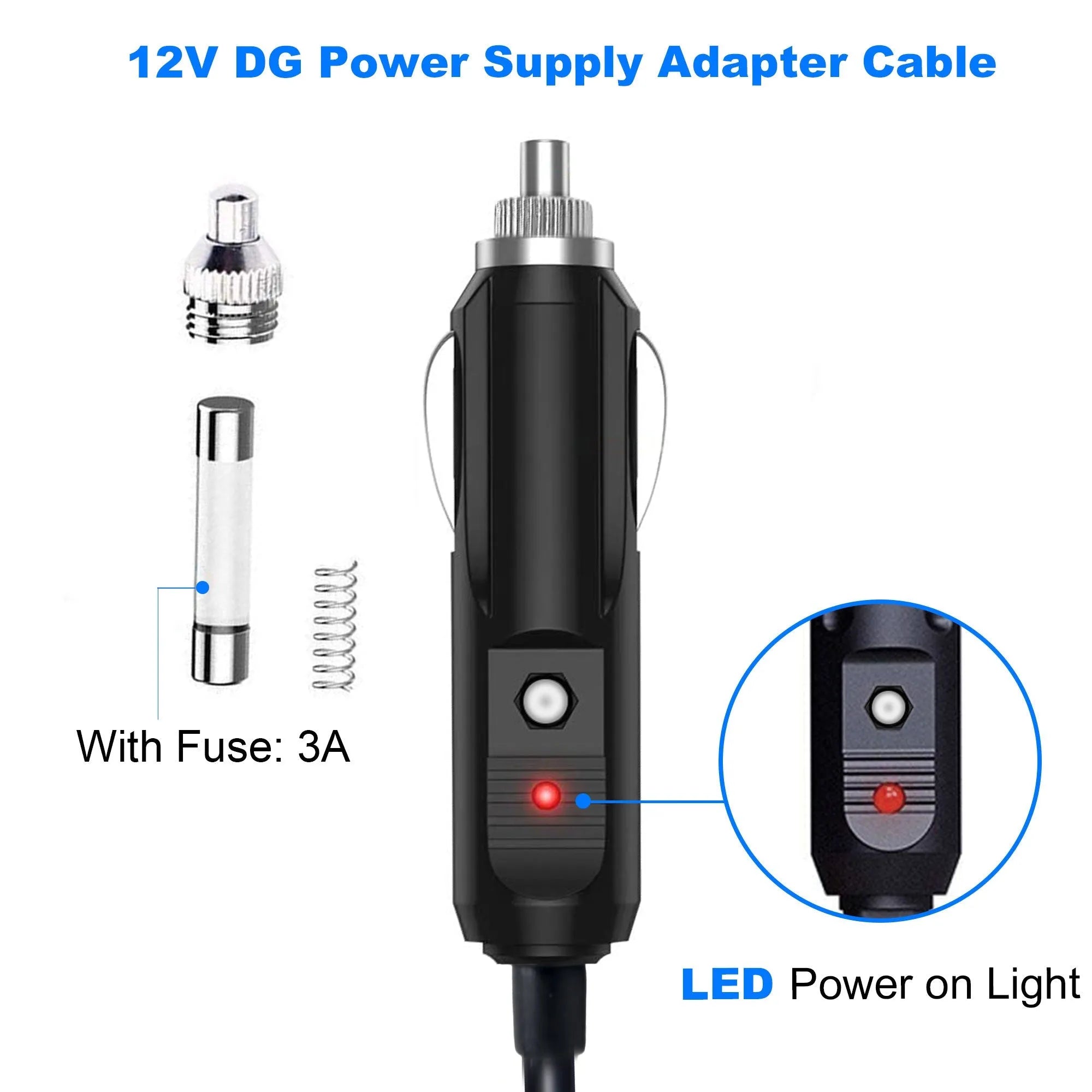 ACOPOWER DC12V/24V Car Cigarette Lighter to DC5.5x2.1mm Connector Adapter