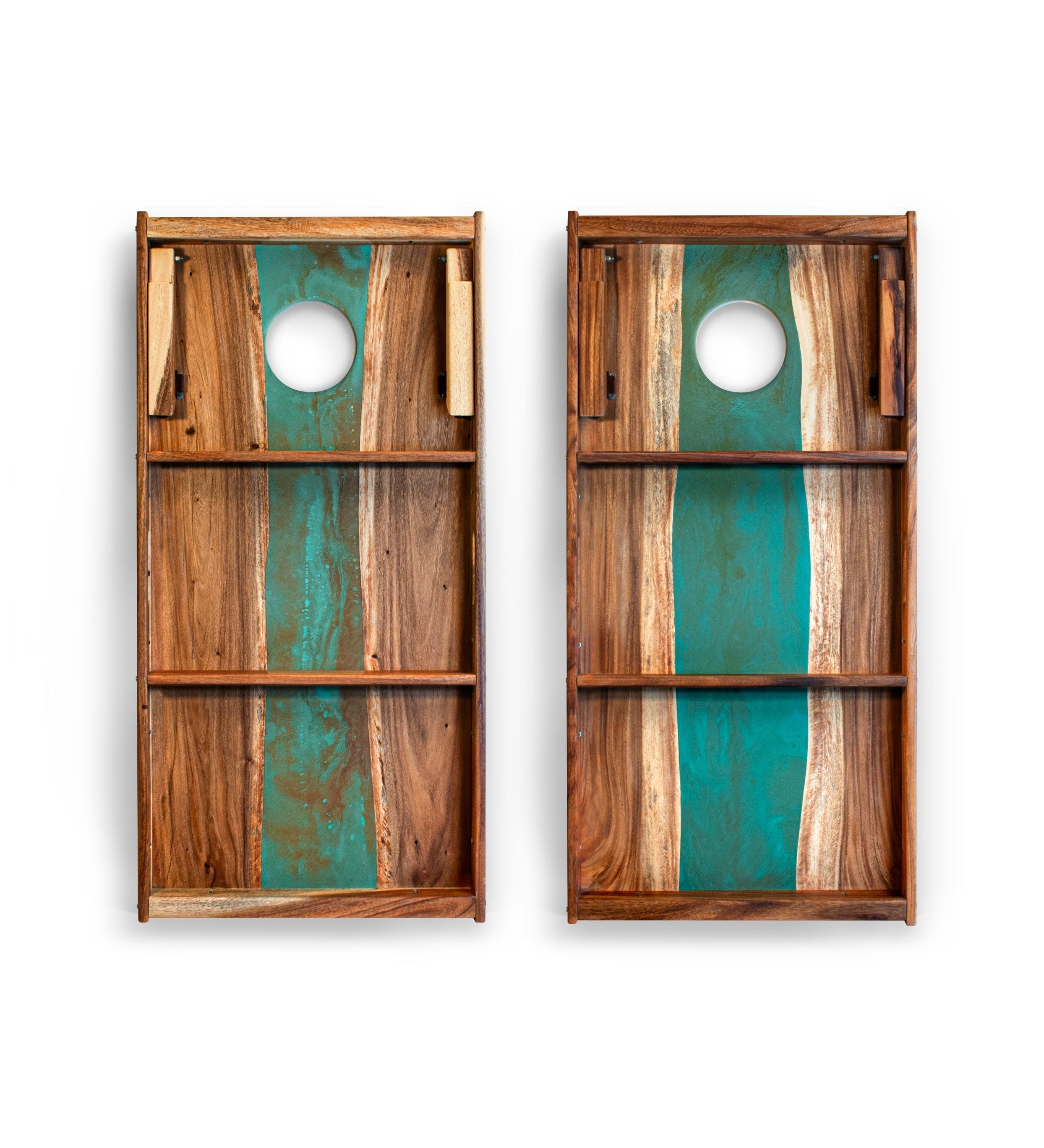 2ft x 4ft Resin & Wood Classic Cornhole Set | Live Edge River Collection