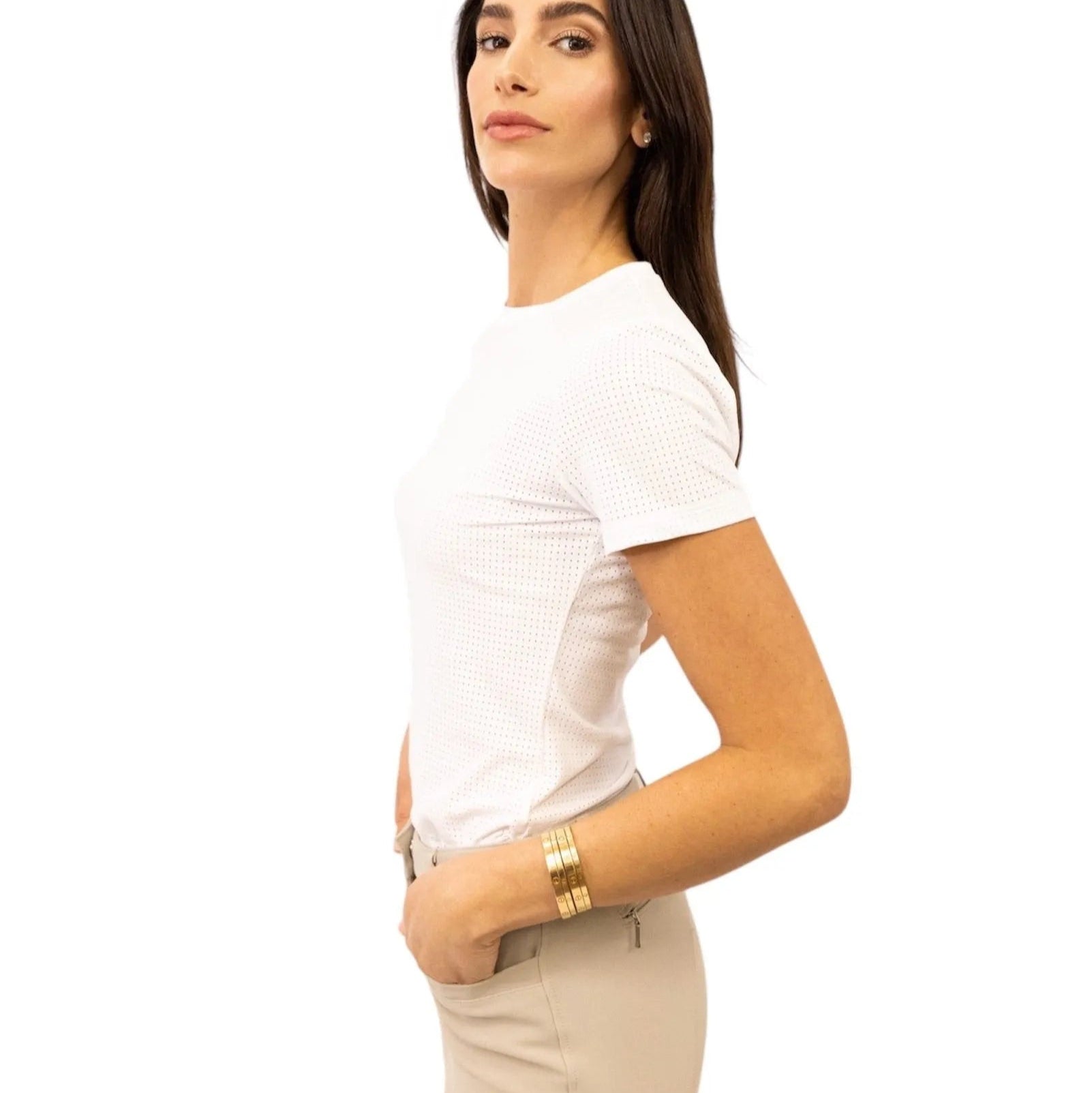 Hallie Shirt – Perforated Short Sleeve Tee