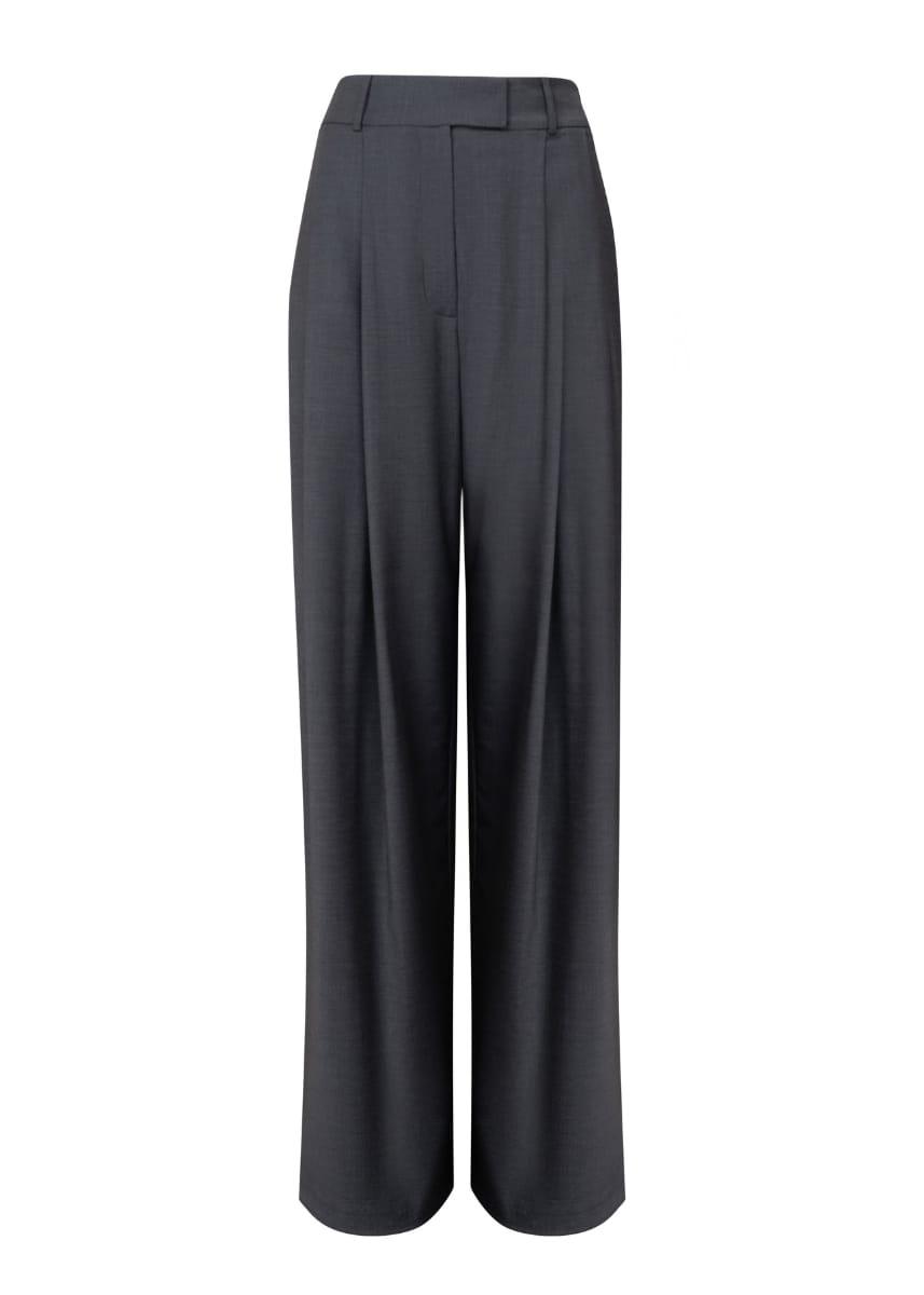 Broadway Sophia Wide-Leg Virgin Wool Pants in Mid Grey