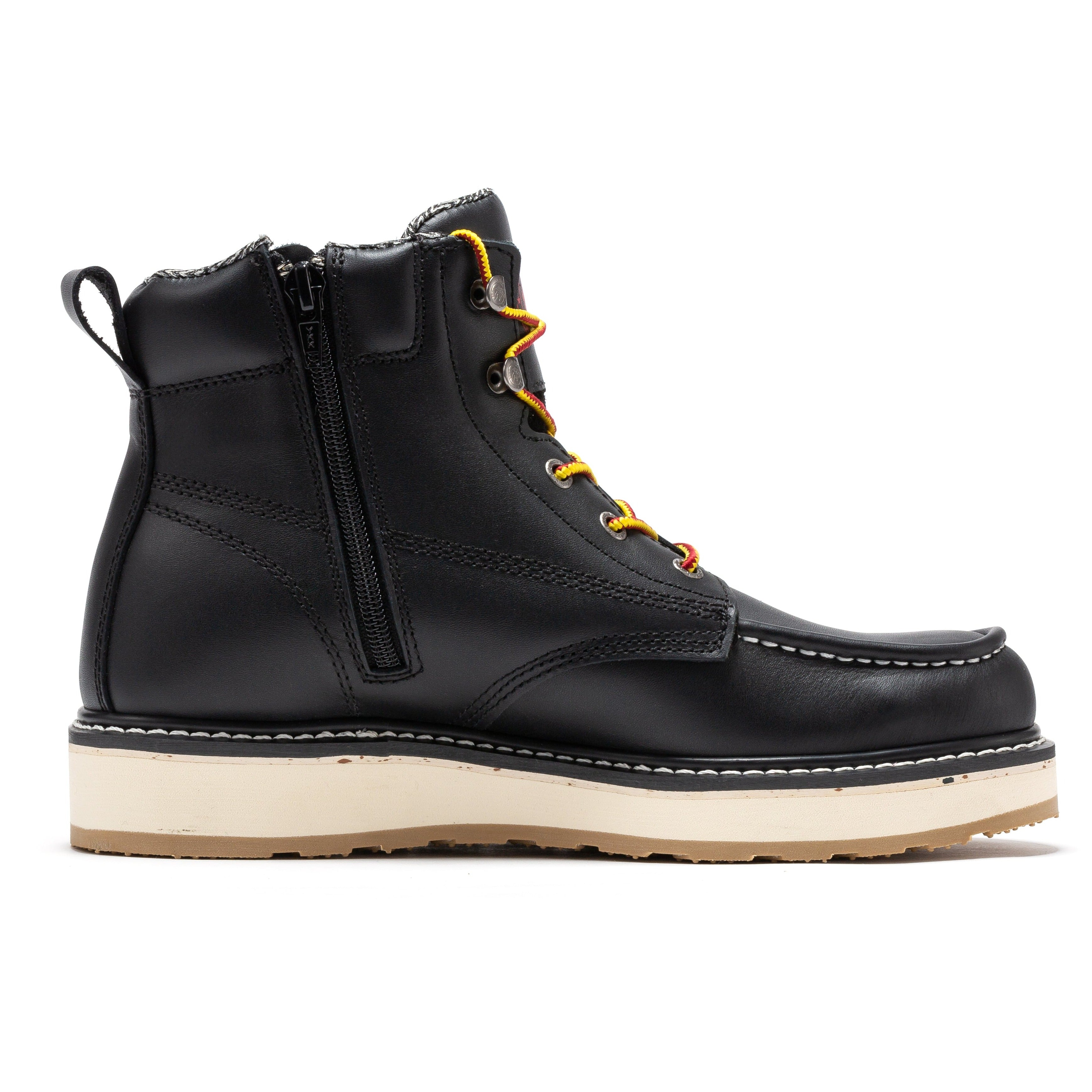 Magnolia Men's 6 inch Black Soft Toe Zip Sided Wedge Work Boots SAP310