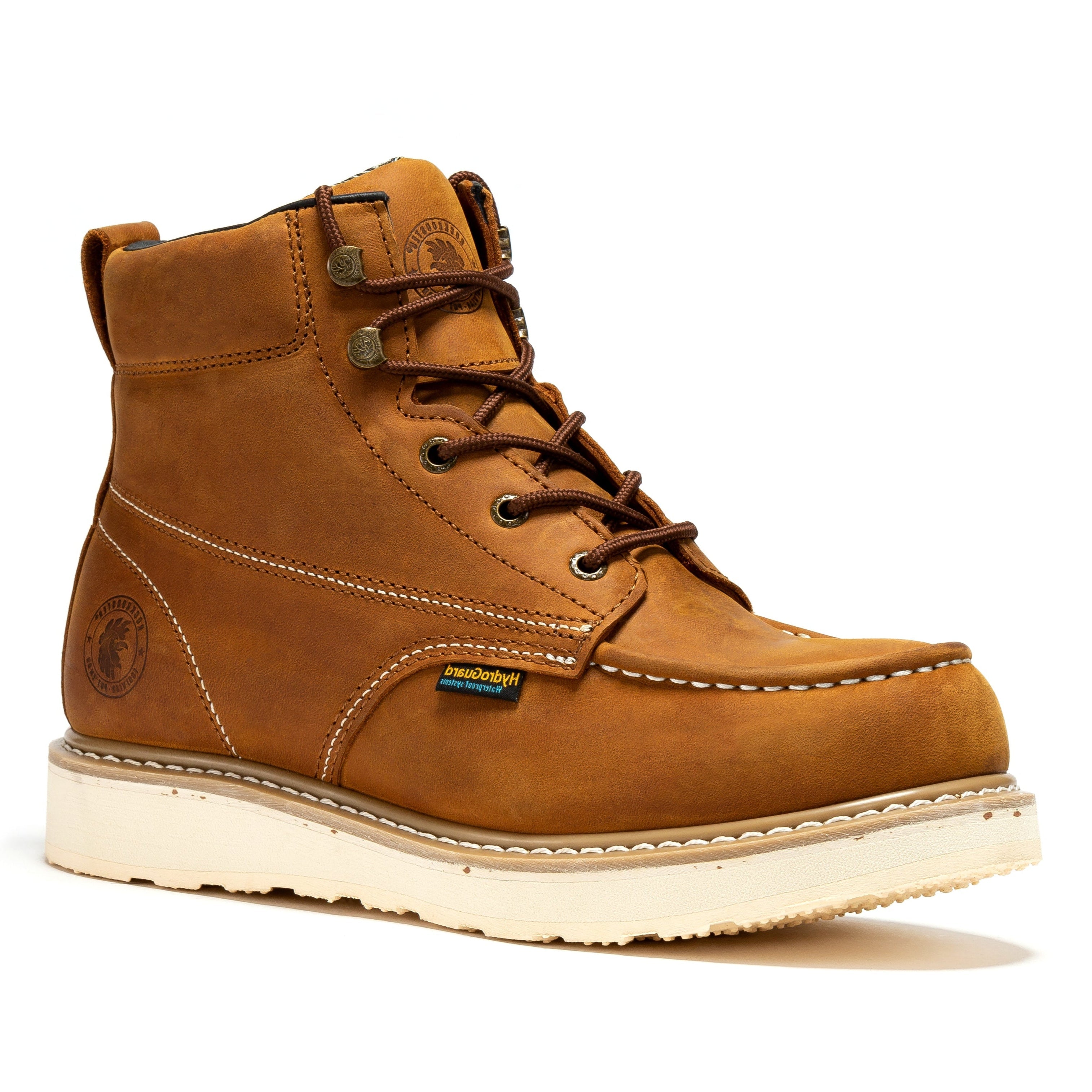 Edgewood Men's 6 inch Brown Steel Toe Waterproof Wedge Work Boots SAP858