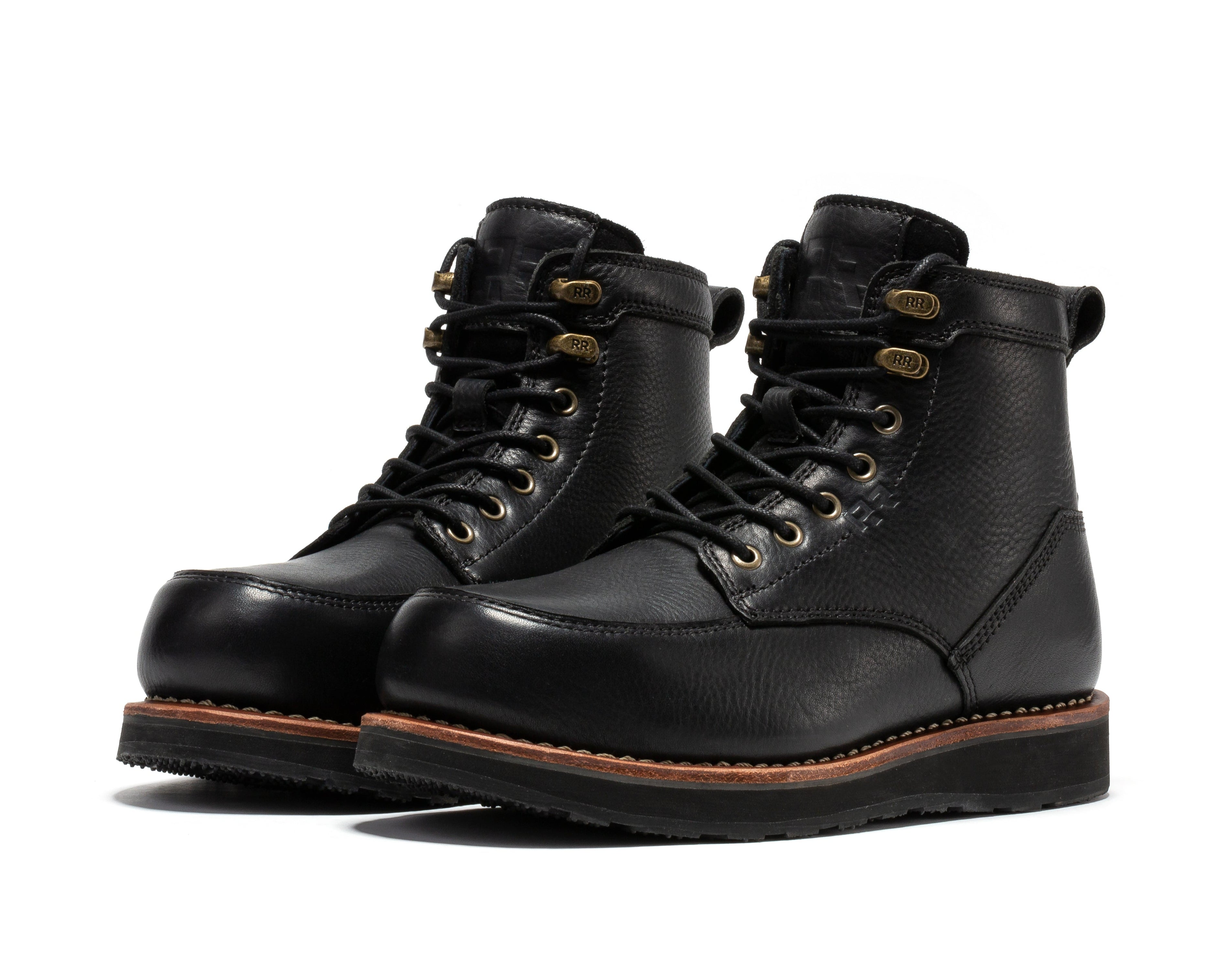 Edgewood Men's 6 Inch Black Steel Toe Wedge Work Boots SAP610BK