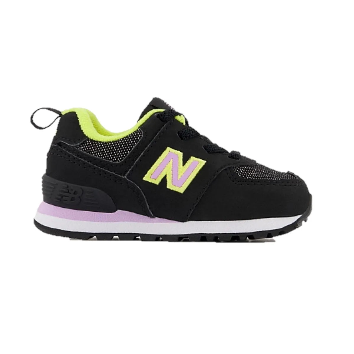 NEW BALANCE ID574FX2 574 BUNGEE LACE INF'S (Wide) Black Synthetic Running Shoes