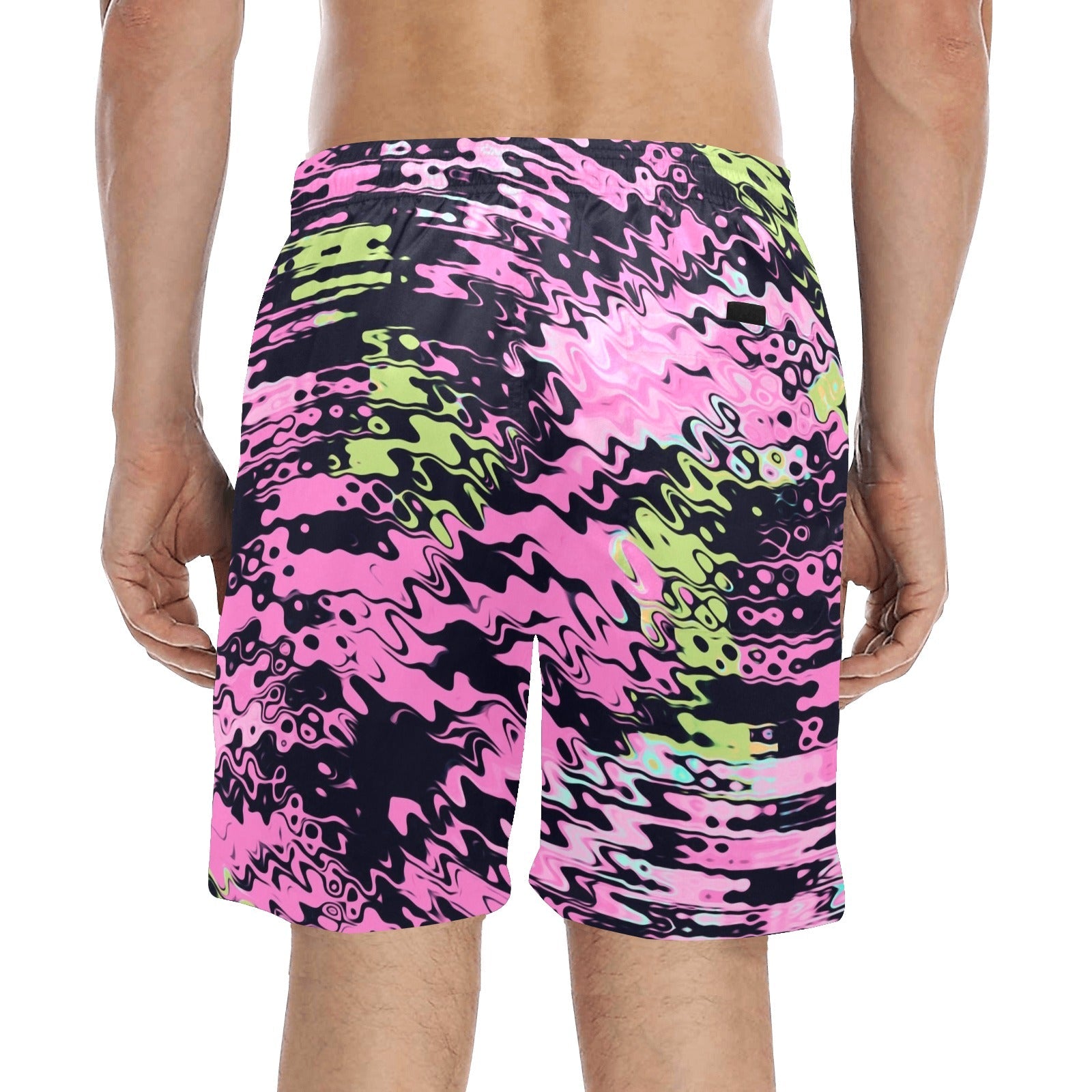 Pink Bubble Gum Slime Rave Drip Swim Shorts