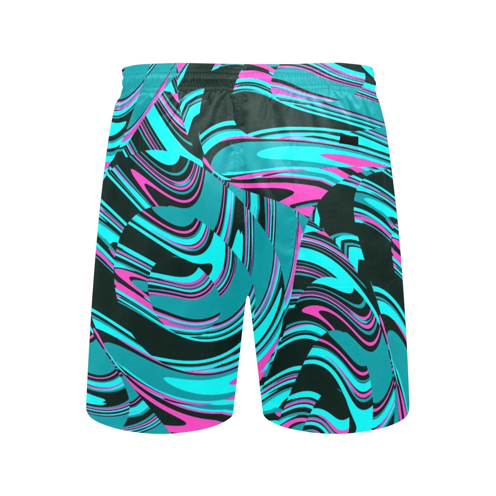 Teal and Black Abstract Rave Swim Shorts
