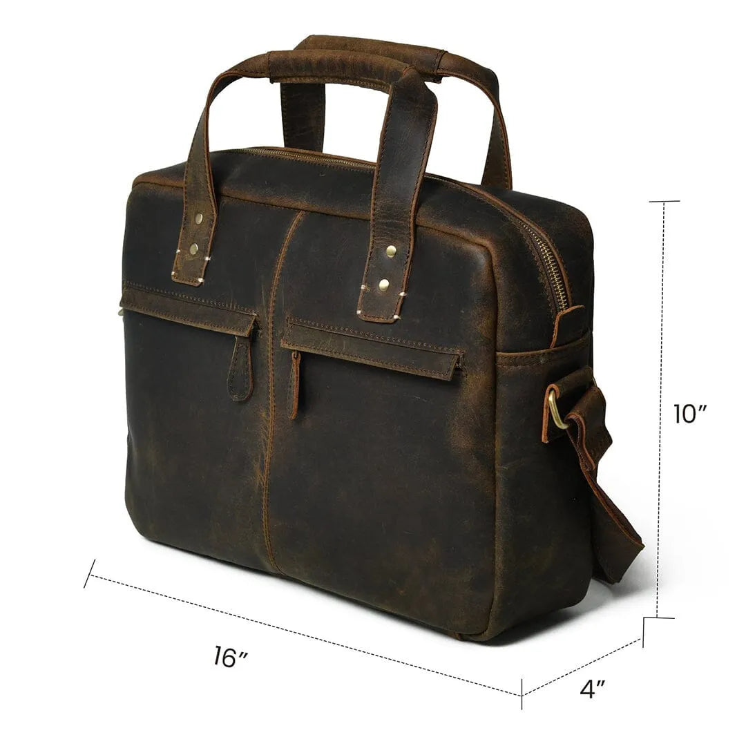 Perkins Handmade Buffalo Leather Office Briefcase