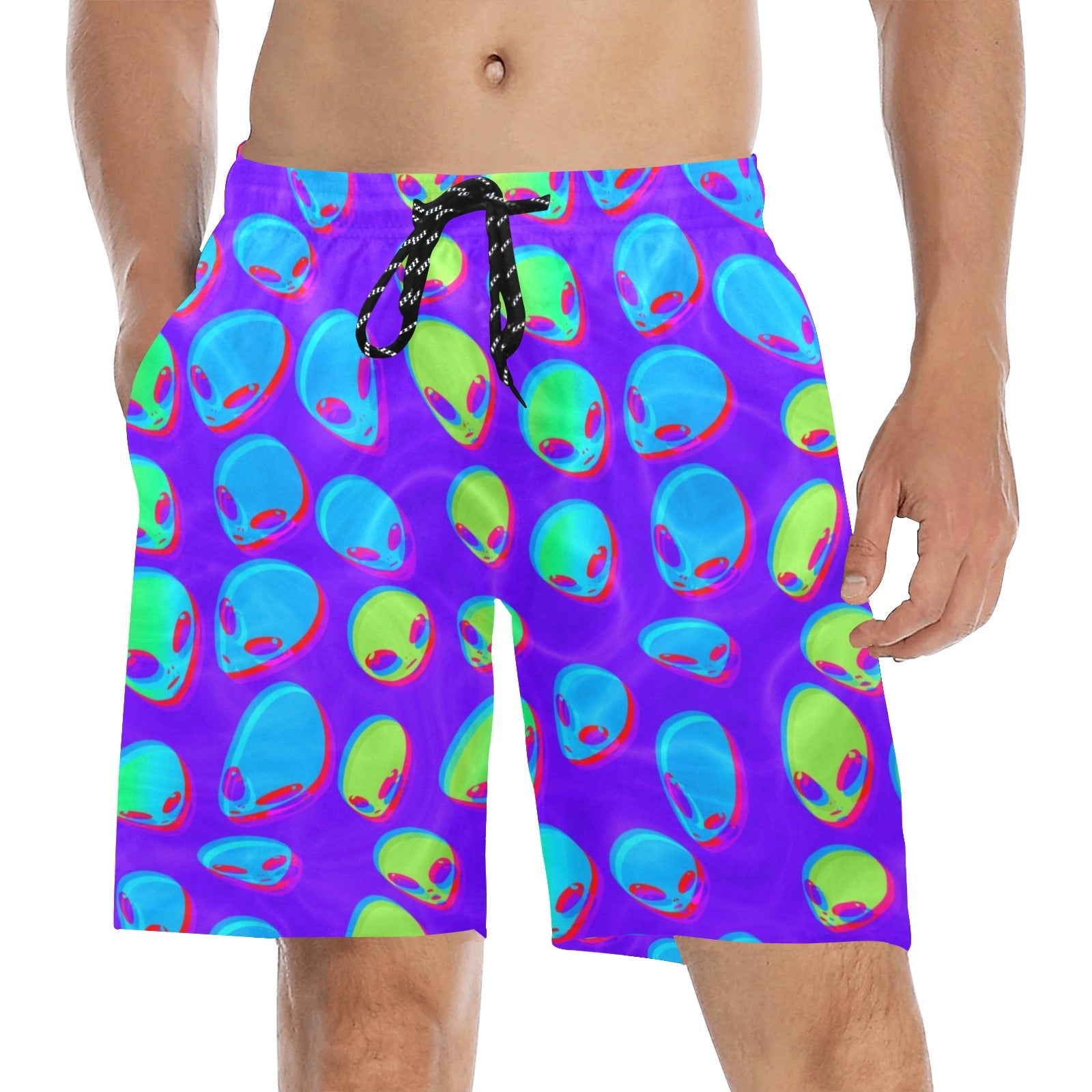 Purple Alien Vapor Glitch Swim Shorts