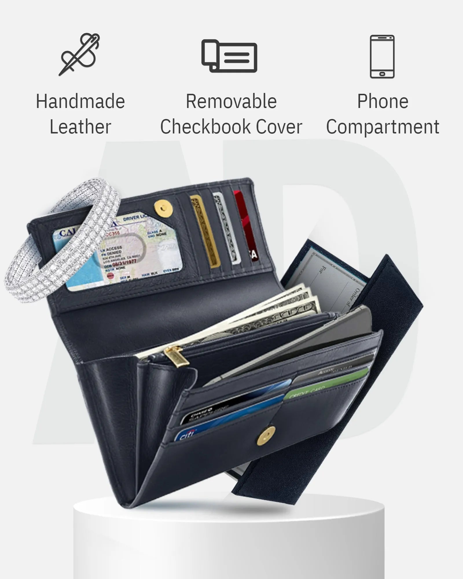 Leather RFID Accordion Clutch