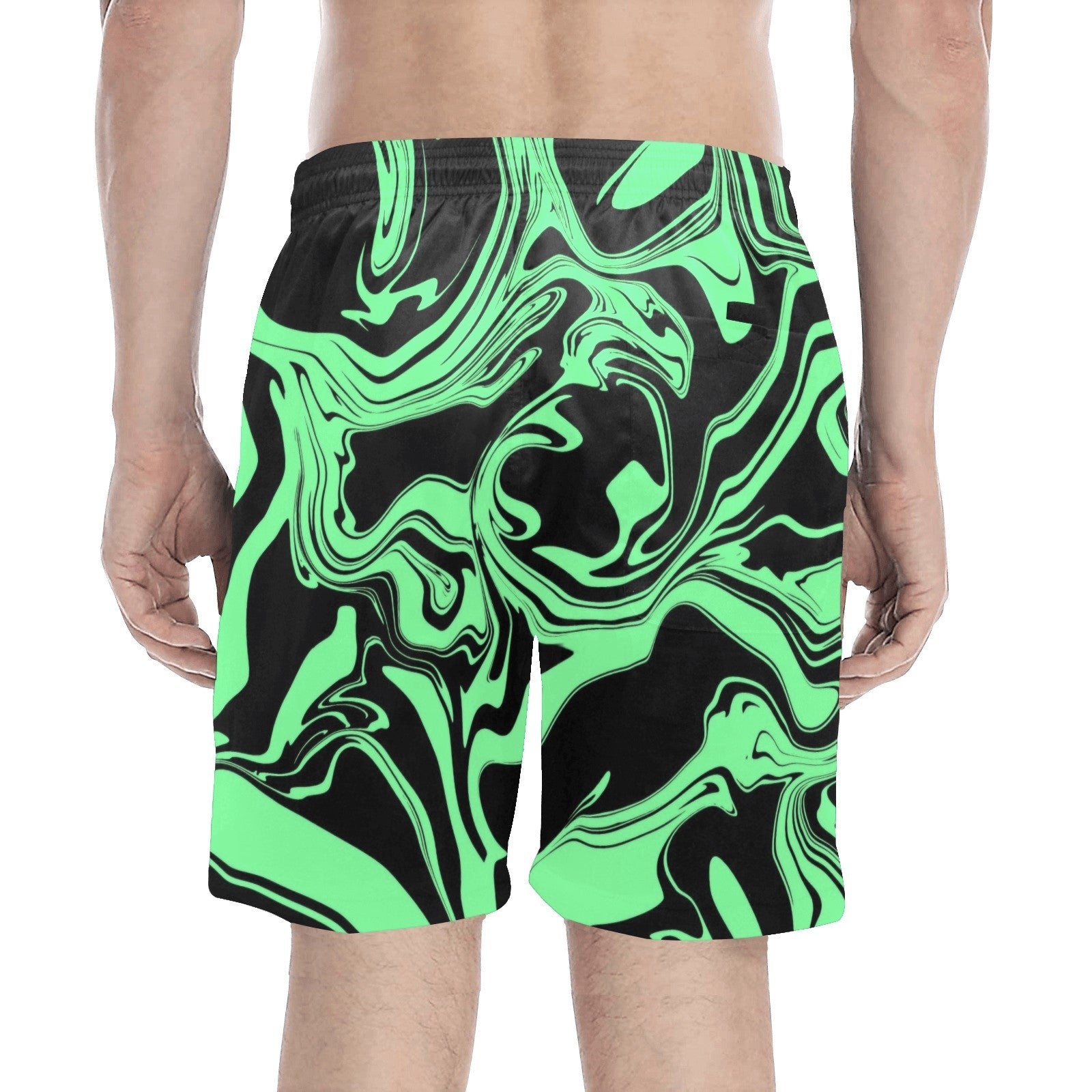 Slime in the Dark Green and Black Oil Spill Swim Shorts