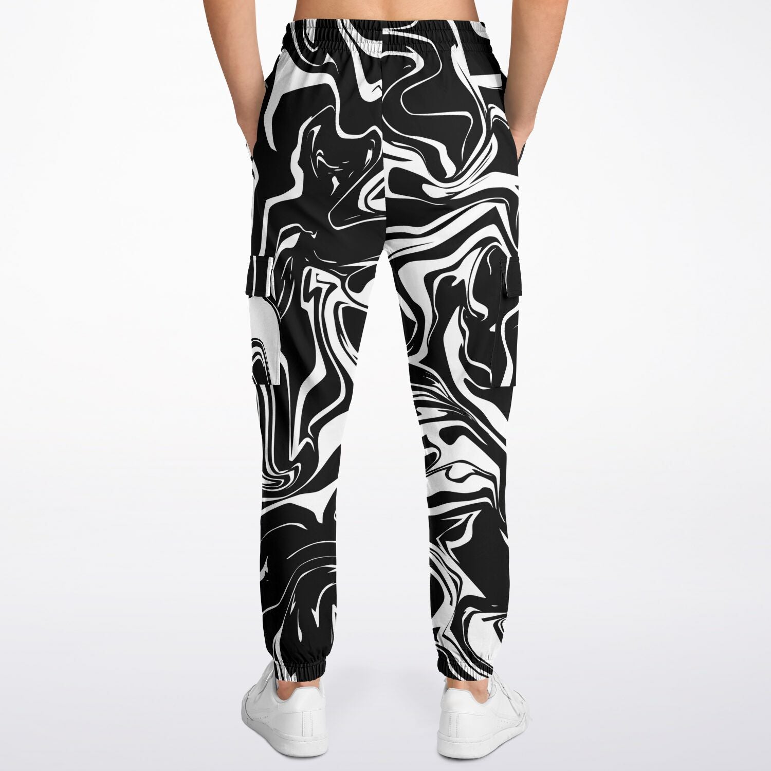 Black and White Oil Spill Unisex Cargo Joggers (Fleece Lined)