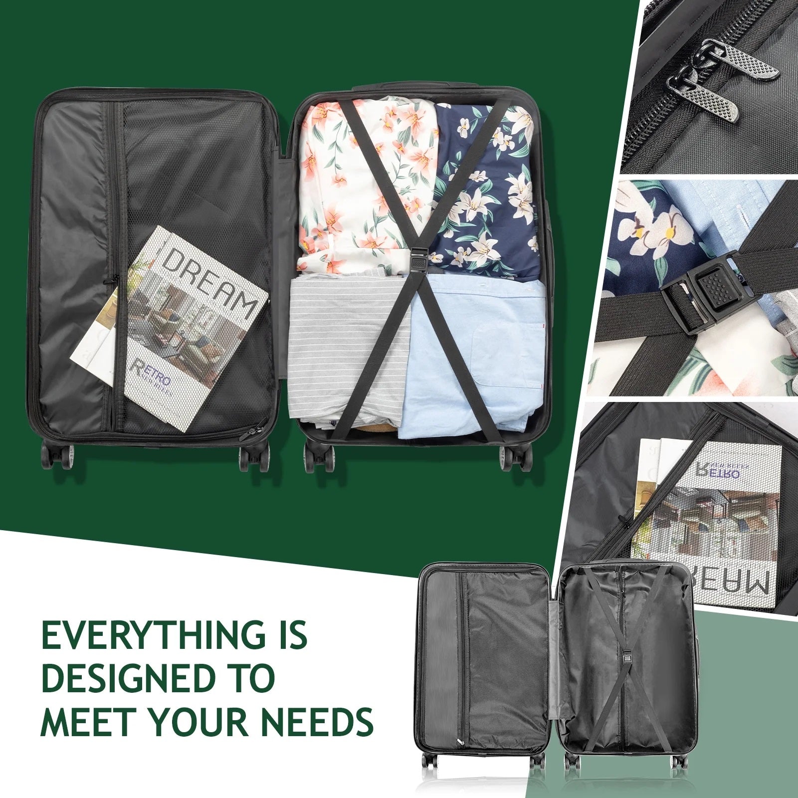 Zane Expandable 3-Piece Spinner Luggage Set with Lock