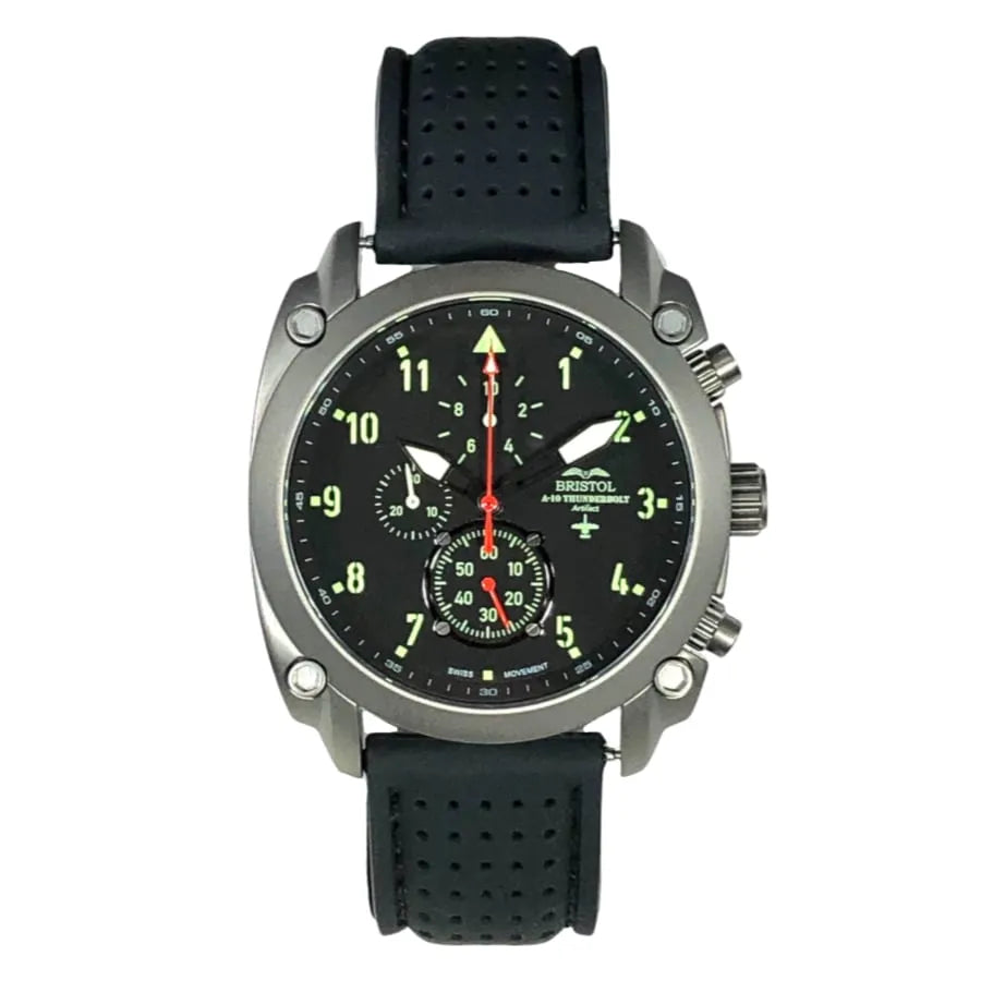 A-10 Thunderbolt Tribute Men's Watch - Gunmetal Finish, Silicone Band