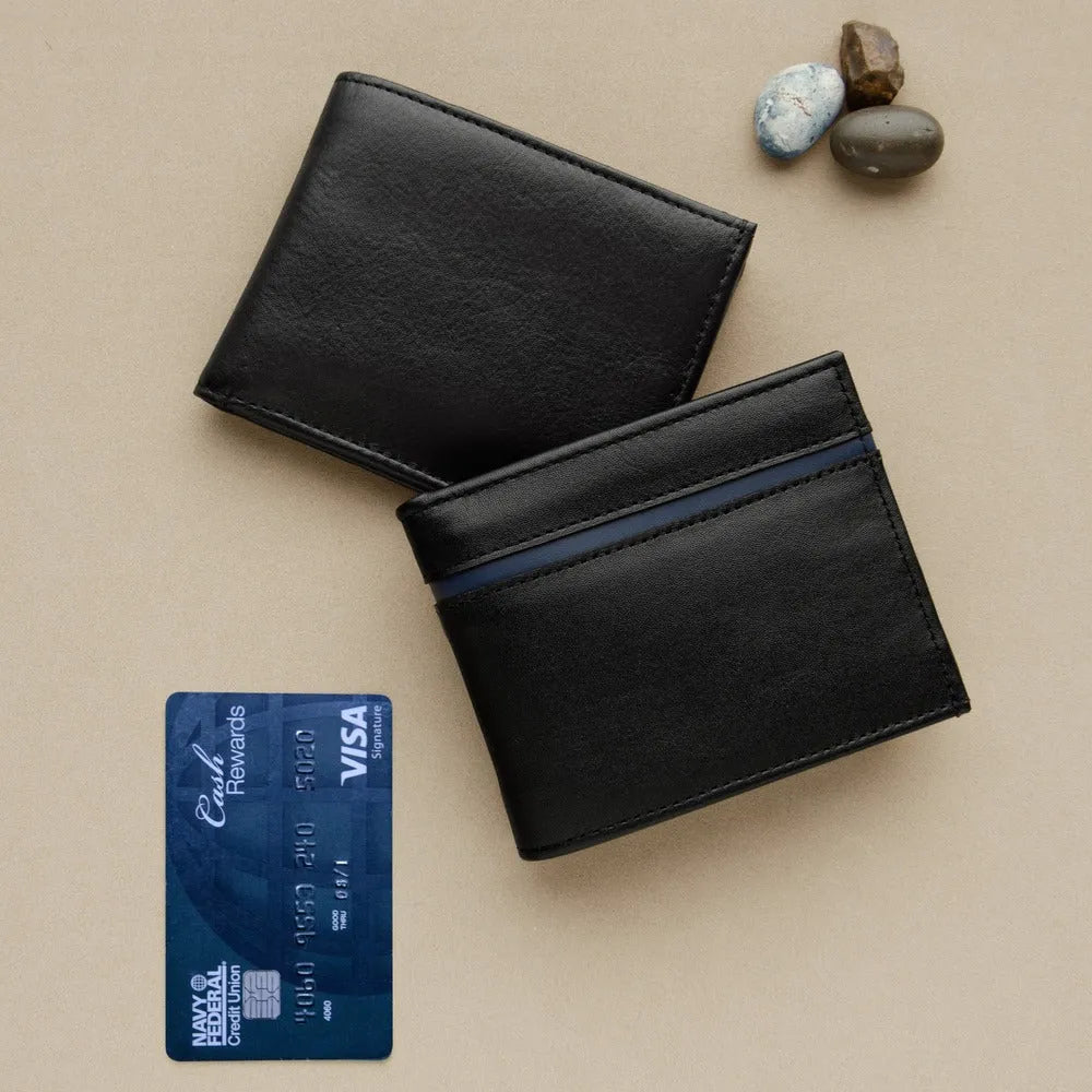 Carry-It-All Bifold Men's Leather Wallet (American Flag optional)