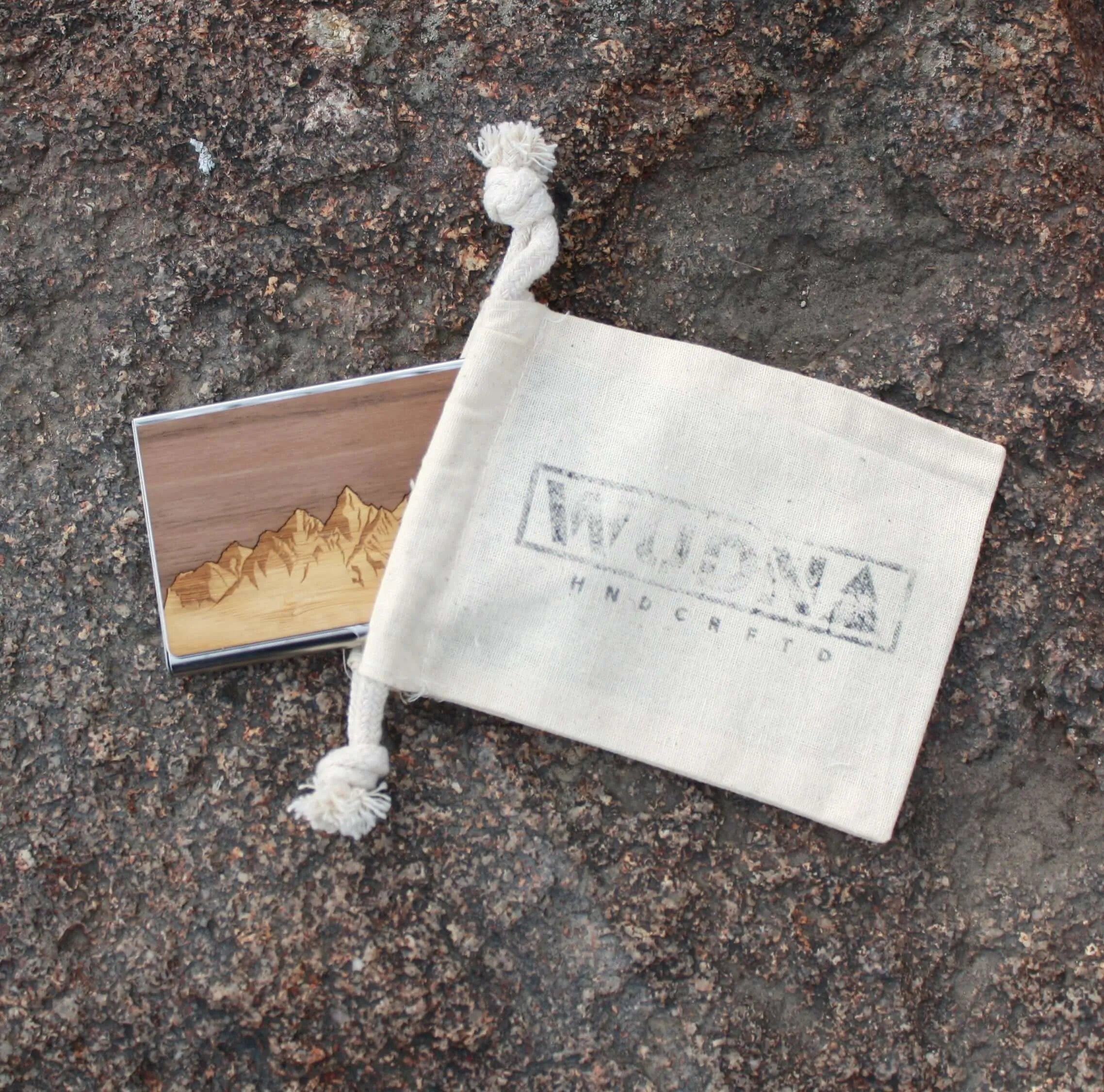 Handmade Wooden Business Card Holder (Sawtooth Mountains)