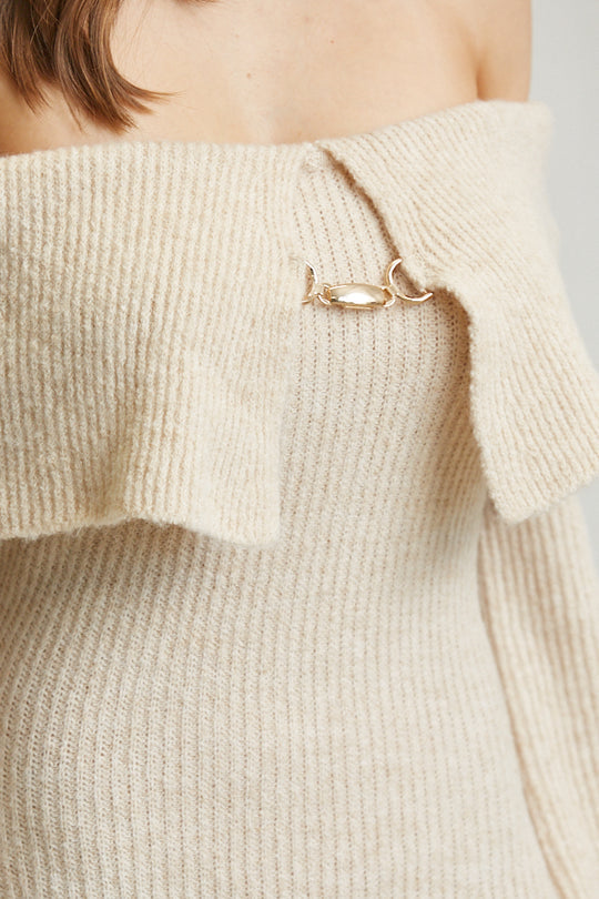 Off Shoulder Knit Maxi Dress - Fold & Flare By Rose Paulino